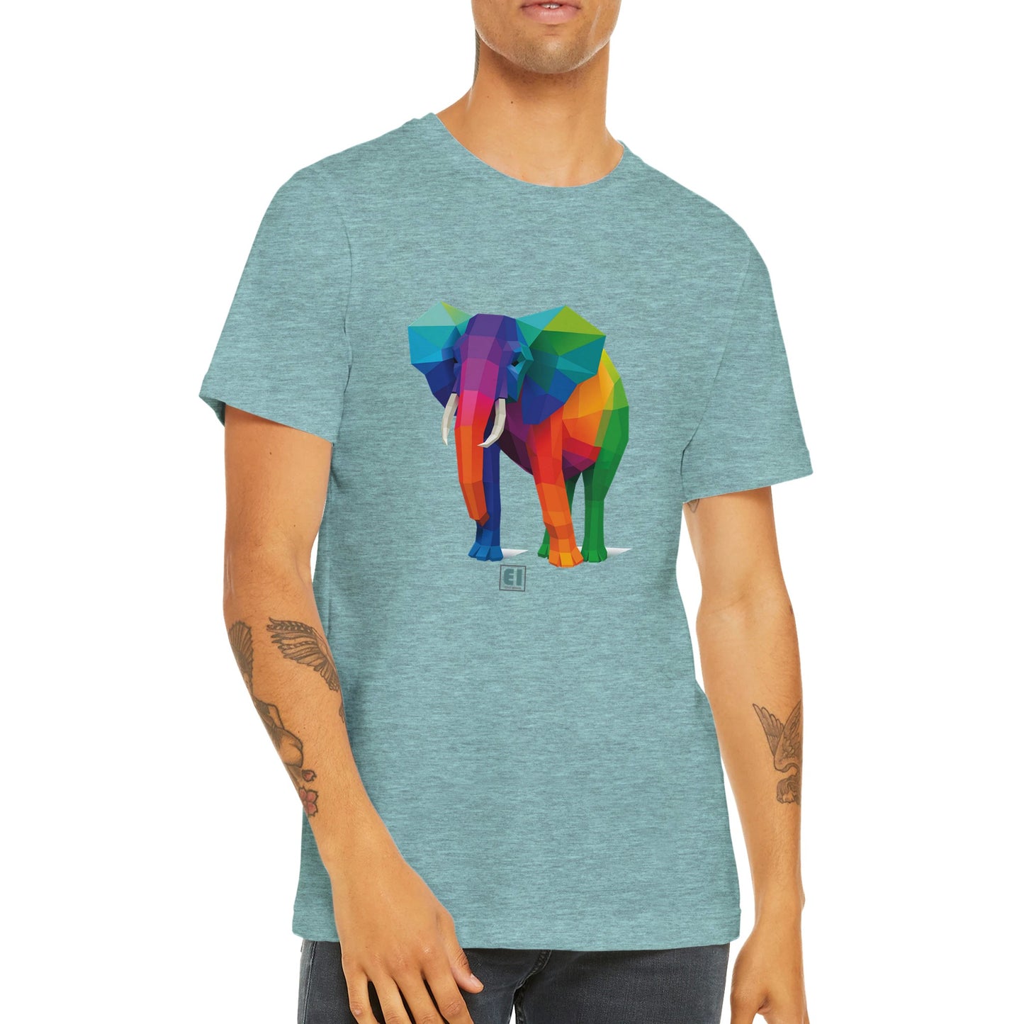 Budget Unisex Crewneck T-shirt/Elephant-Colorful