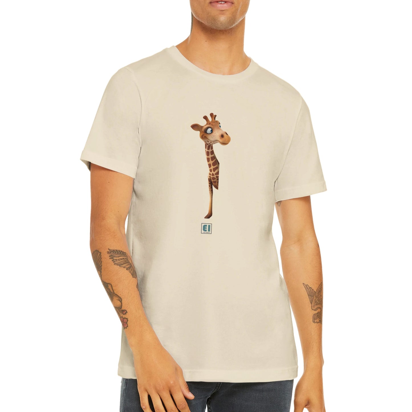 Budget Unisex Crewneck T-shirt/Giraffe-Hiding