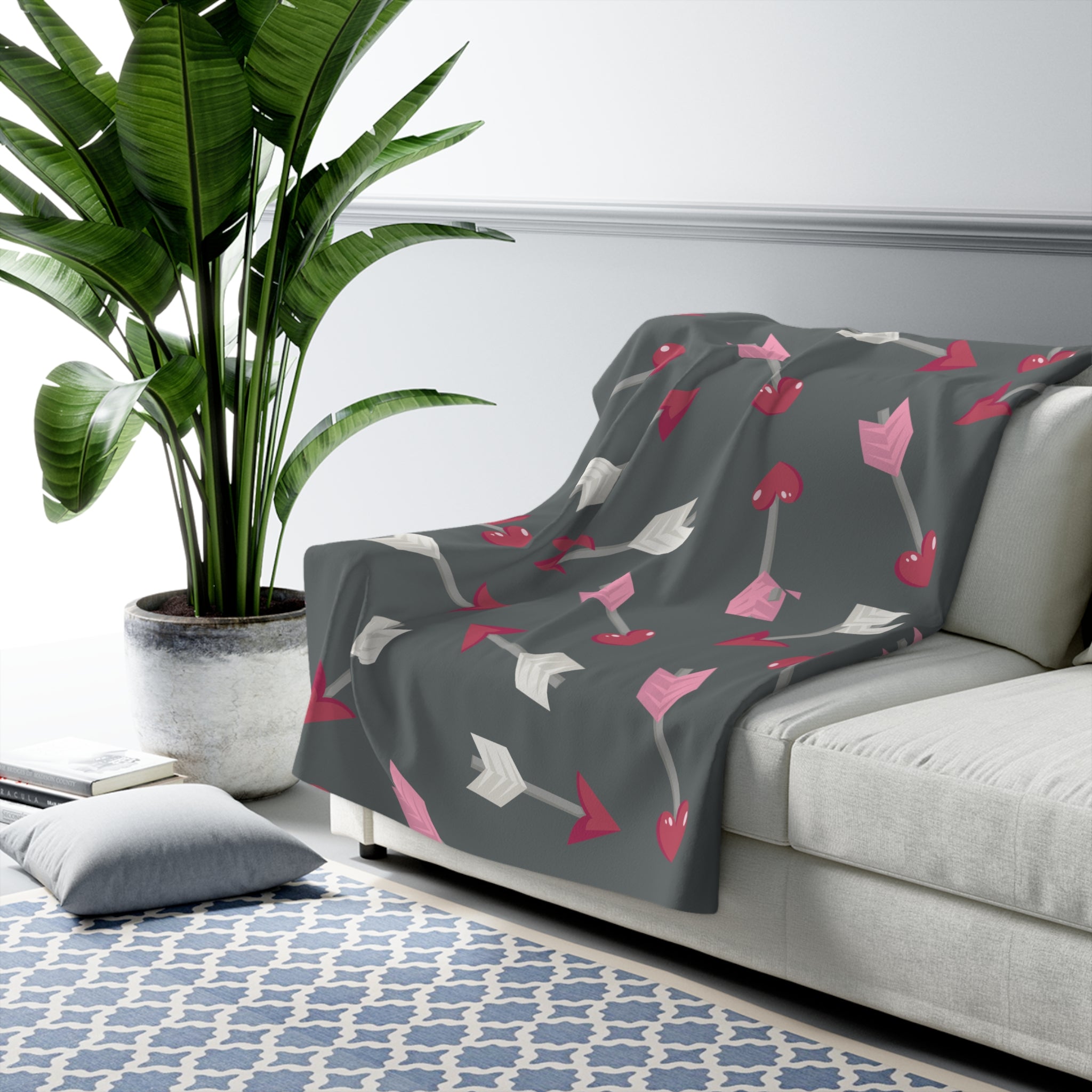 Valentine Hearts/Sherpa Fleece Blanket - Enet Images