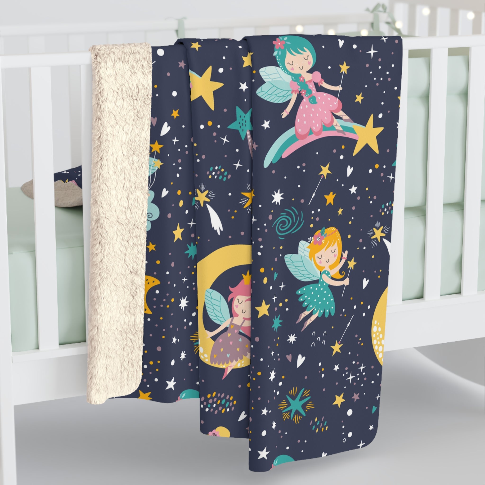 Fairy-Magic-Pattern/Sherpa Fleece Blanket - Enet Images
