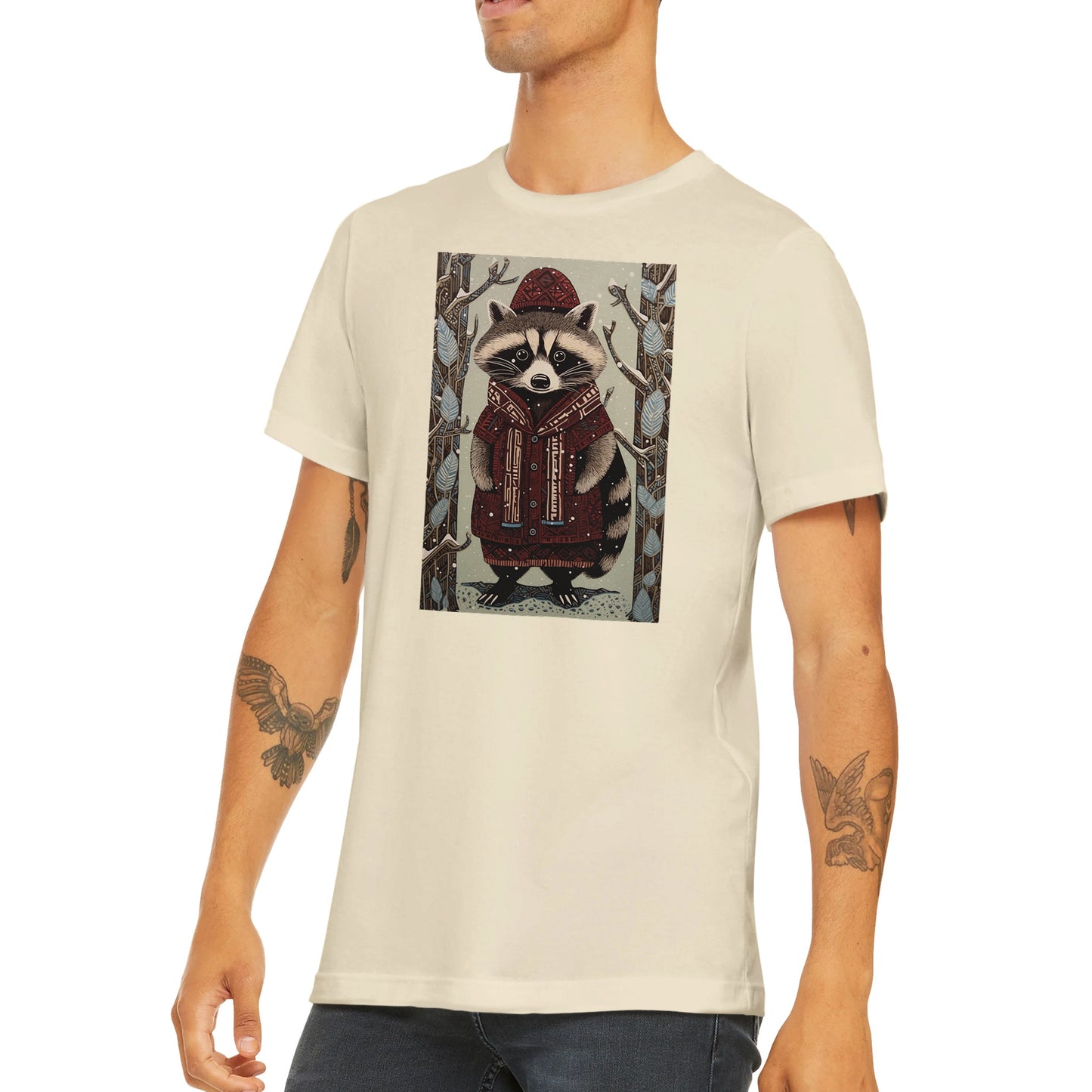 Budget Unisex Crewneck T-shirt/Racoon-Winter