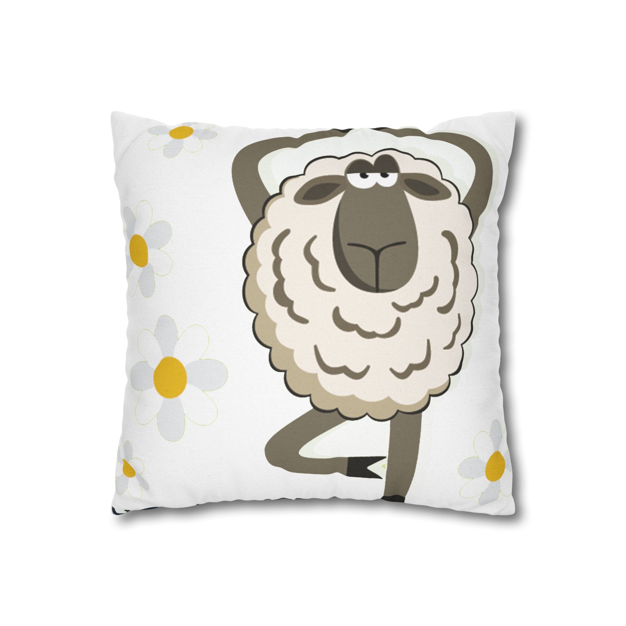 Yoga Sheep Decorative Pillowcase — Whimsical Farm Animal Throw Pillow Cover - Enet Images