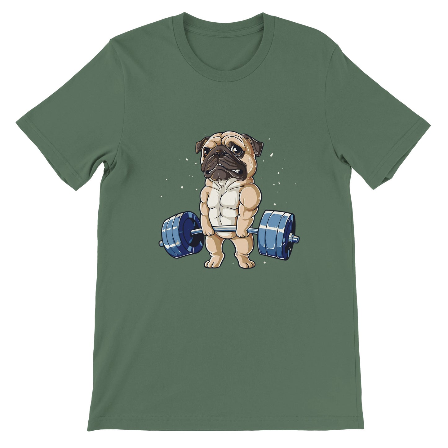 Budget Unisex Crewneck T-shirt/Pug-Weightlifting