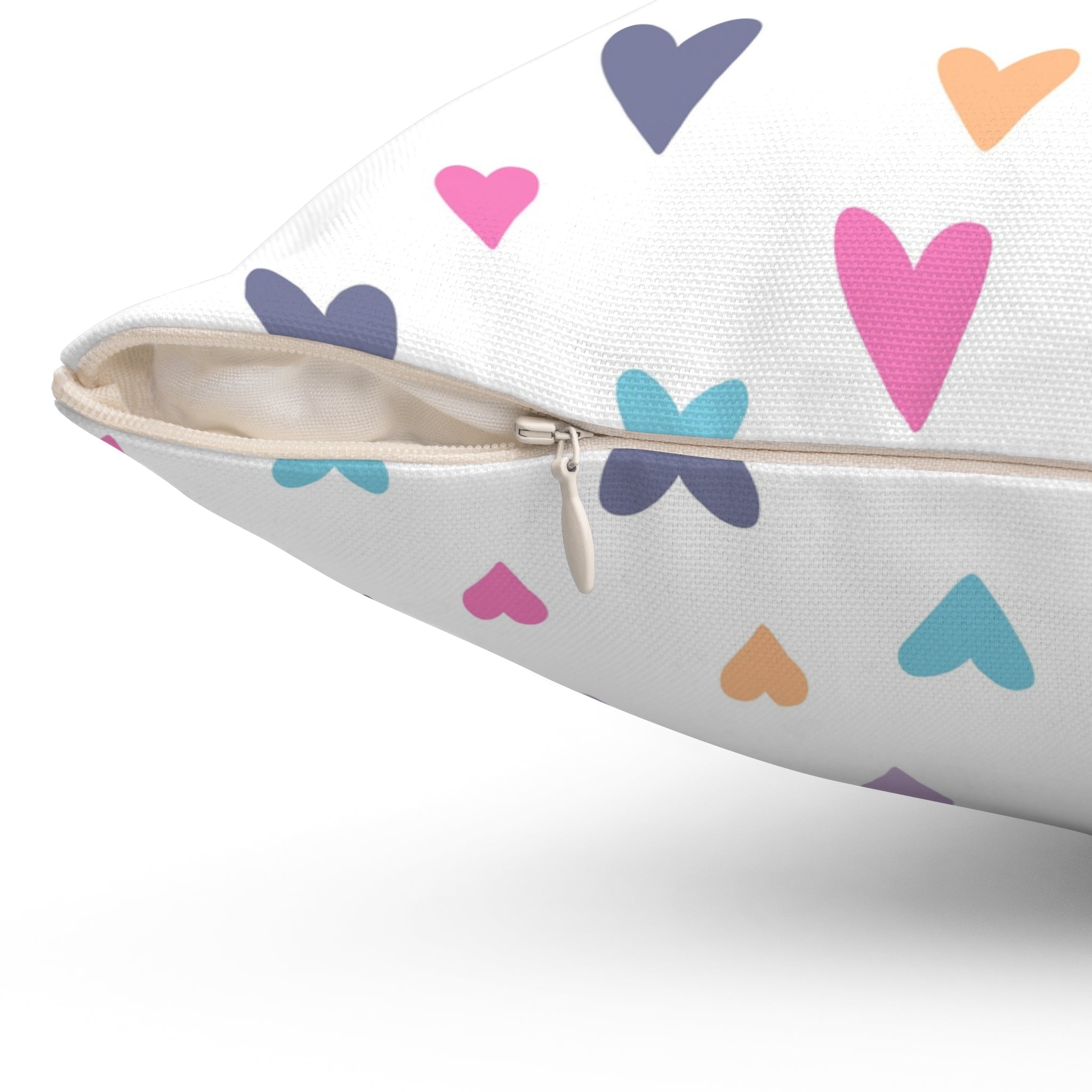 Valentine Colorful Hearts/Spun Polyester Square Pillow - Enet Images