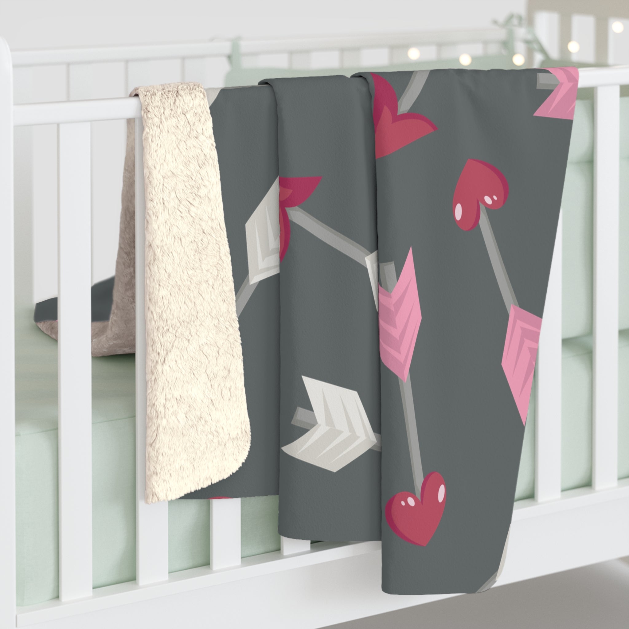 Valentine Hearts/Sherpa Fleece Blanket - Enet Images