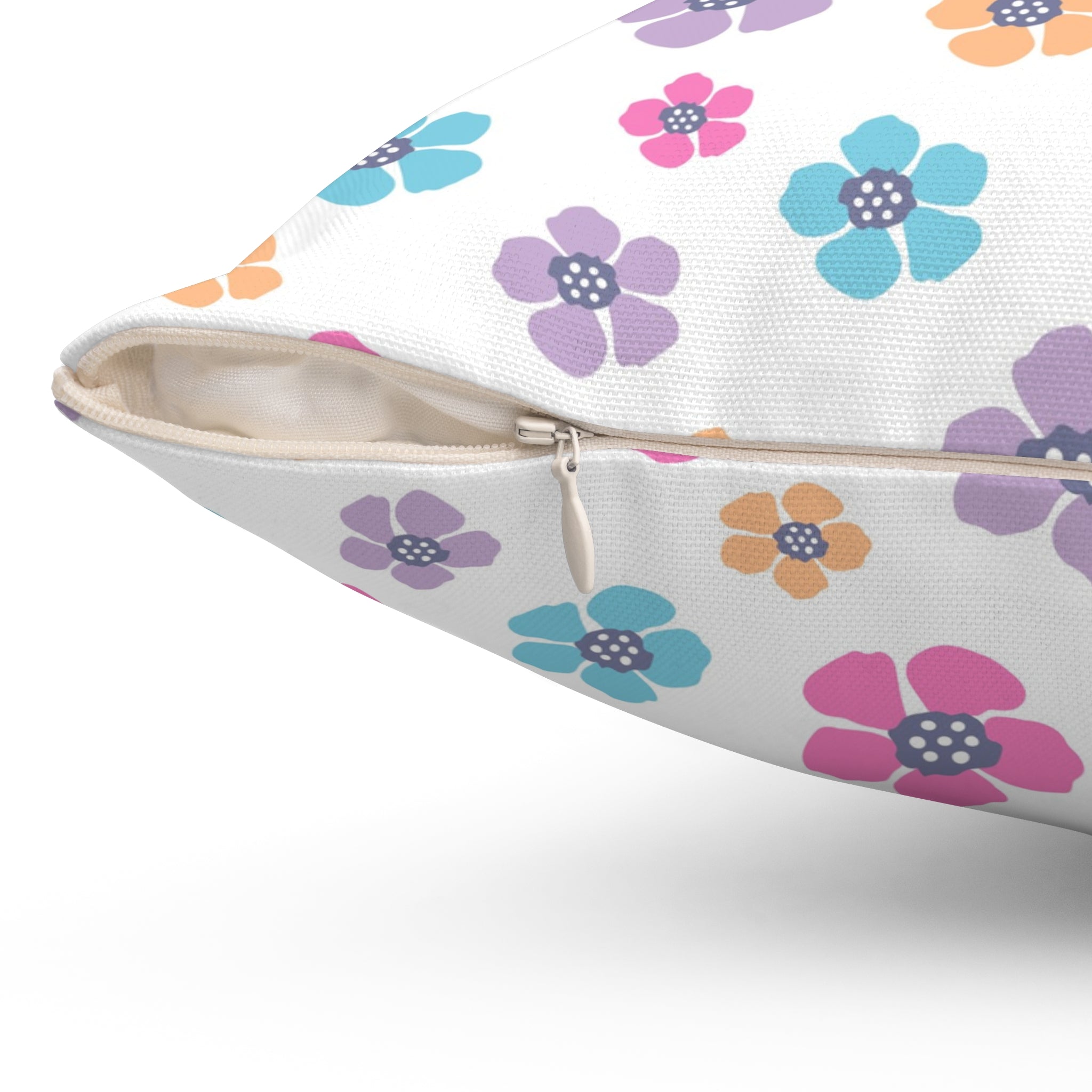 Valentine Colorful Flowers/Spun Polyester Square Pillow - Enet Images