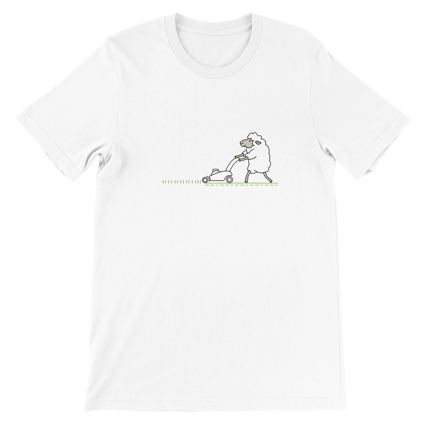 Budget Unisex Crewneck T-shirt/Sheep-Cutting-The-Lawn