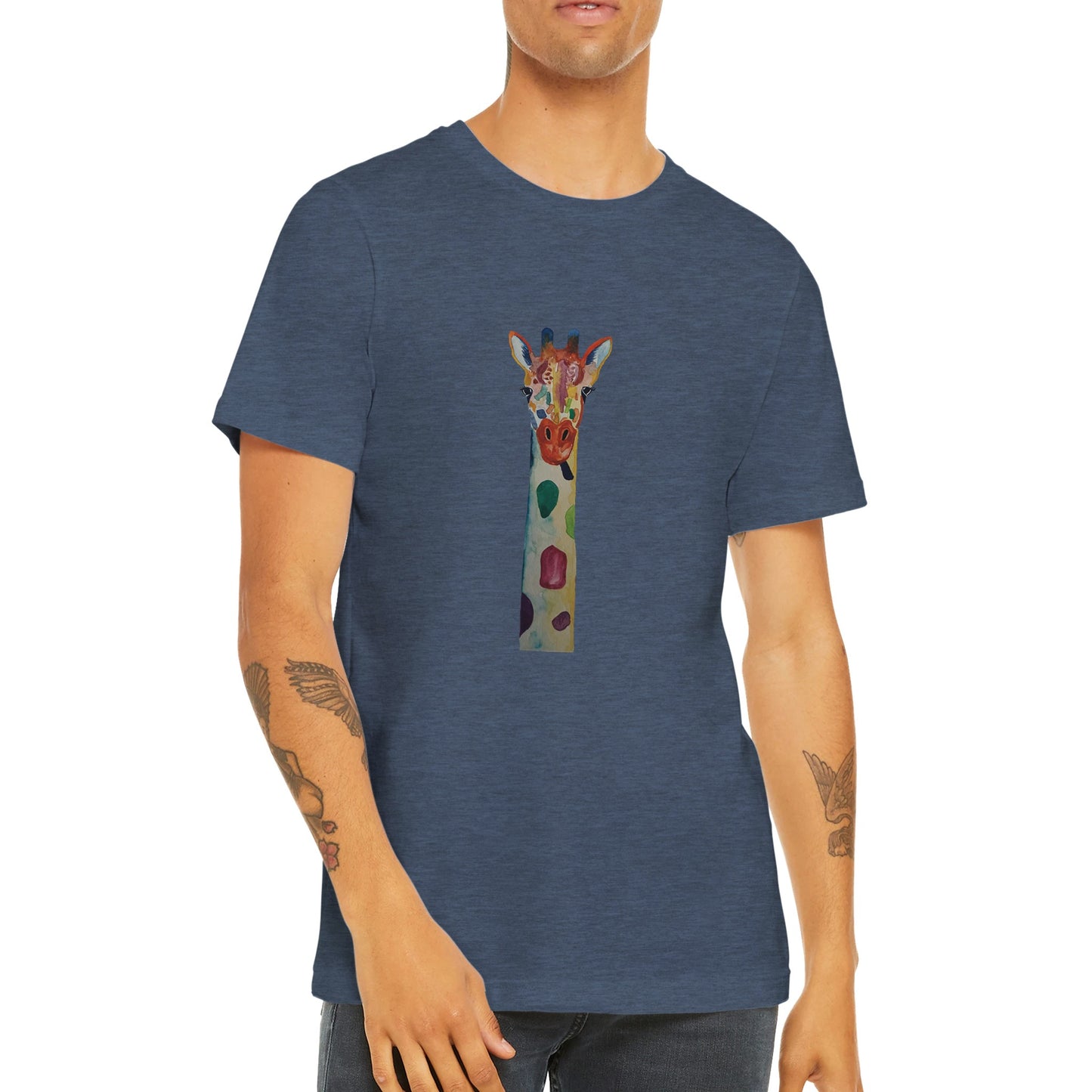 Budget Unisex Crewneck T-shirt/Giraffe-Watercolor