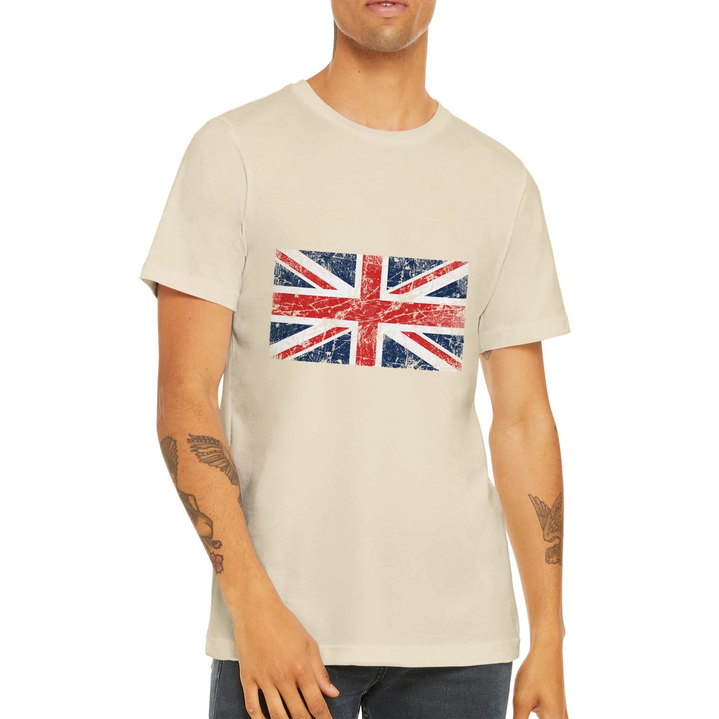 Budget Unisex Crewneck T-shirt/UK-Flag-Vintage