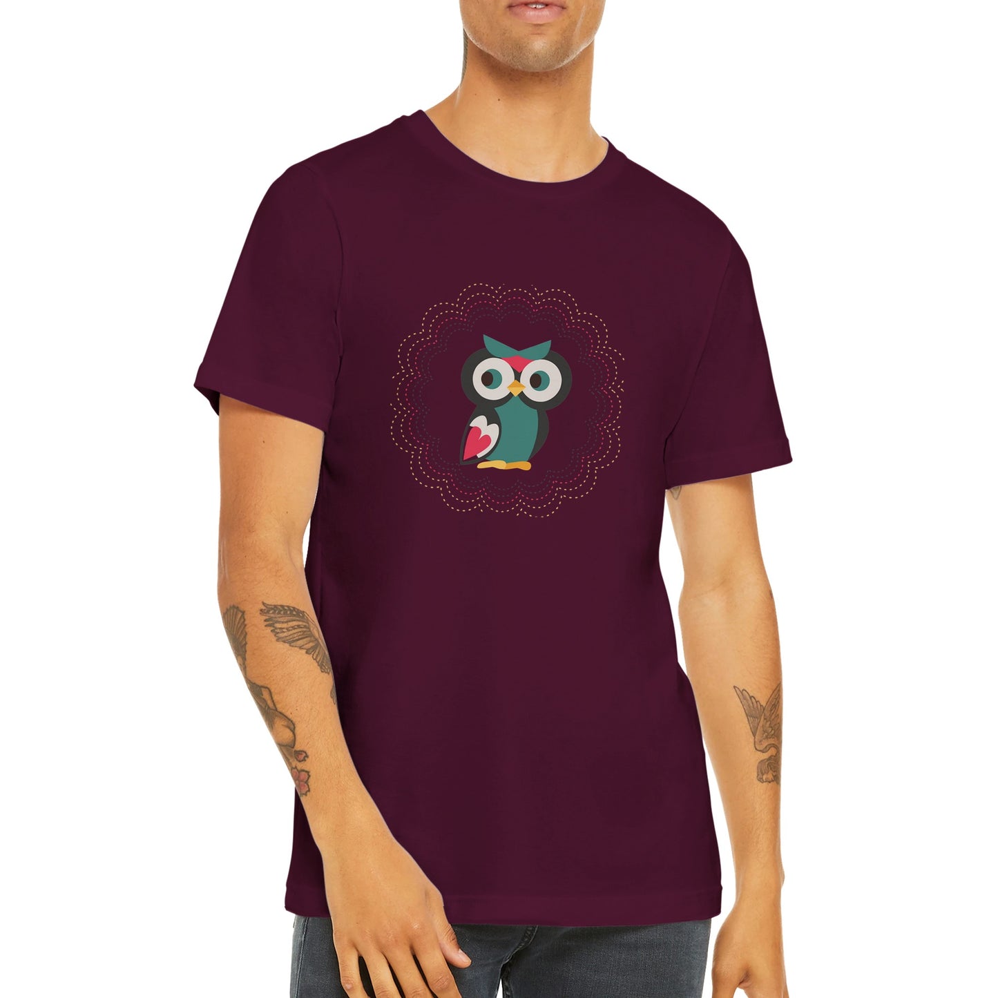 Budget Unisex Crewneck T-shirt/Cute-Colorful-Owl