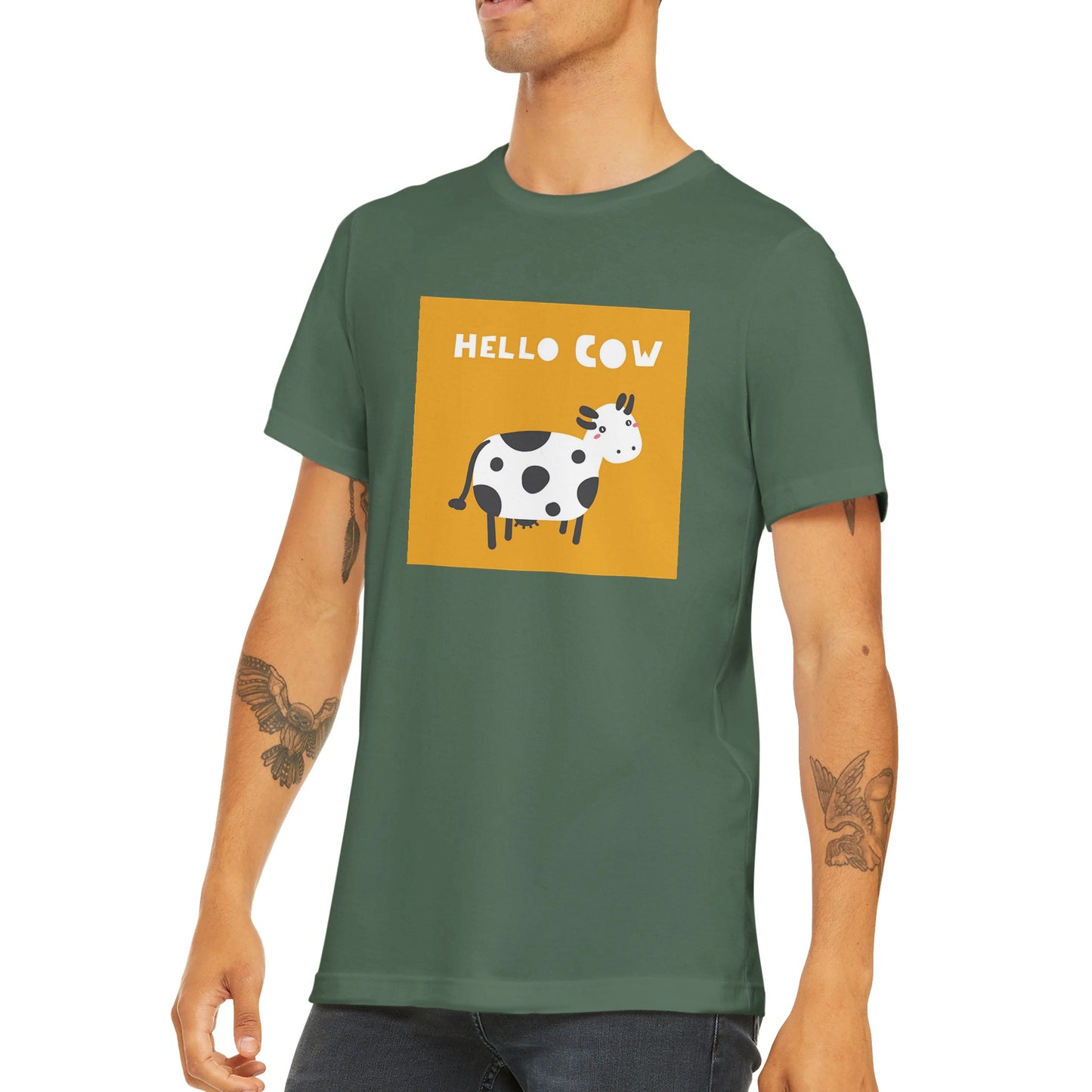 Budget Unisex Crewneck T-shirt/Hello-Cow