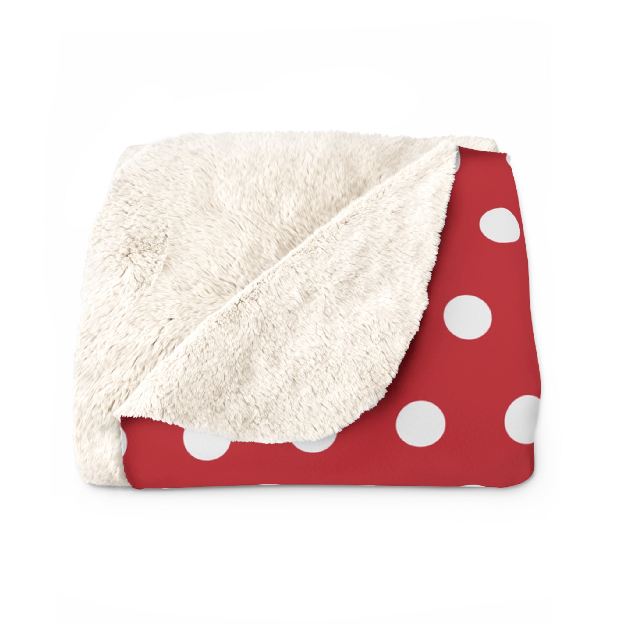 Red Dots Polka/Sherpa Fleece Blanket - Enet Images