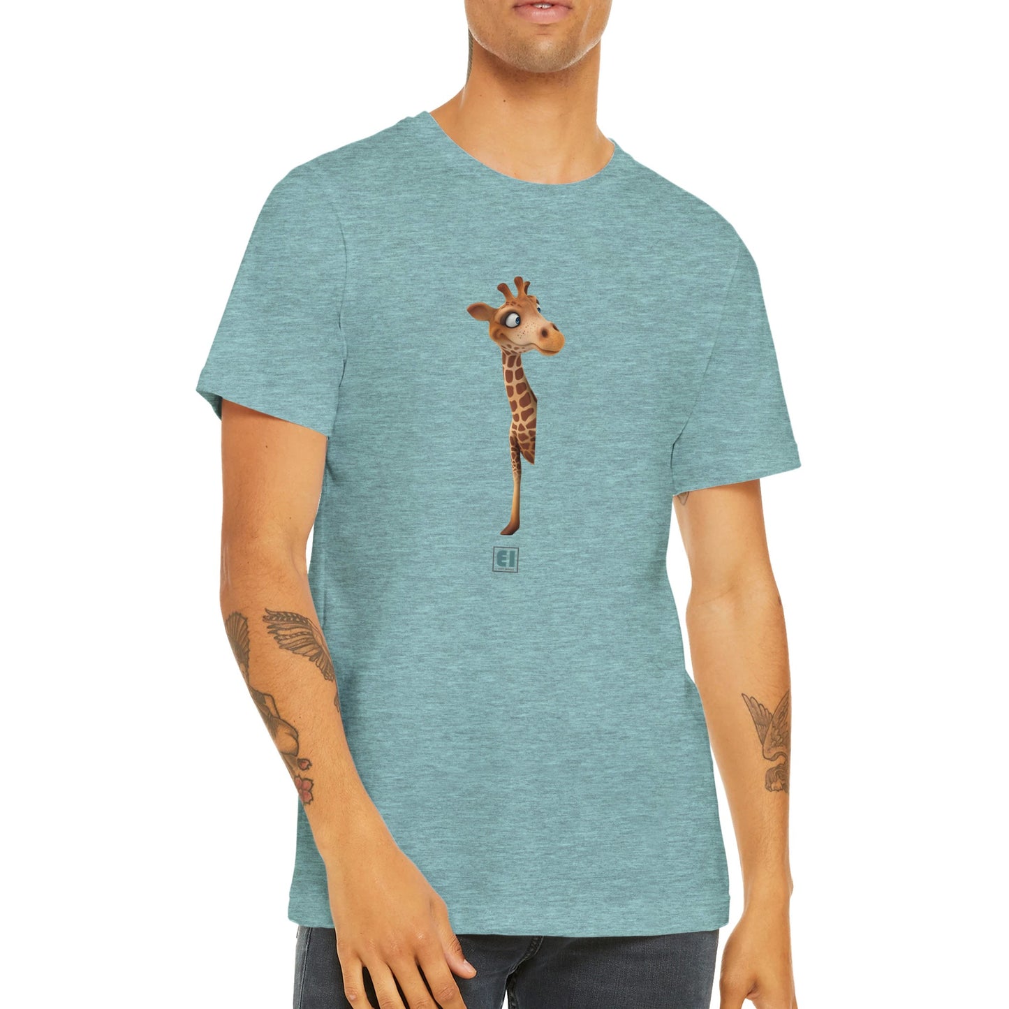 Budget Unisex Crewneck T-shirt/Giraffe-Hiding