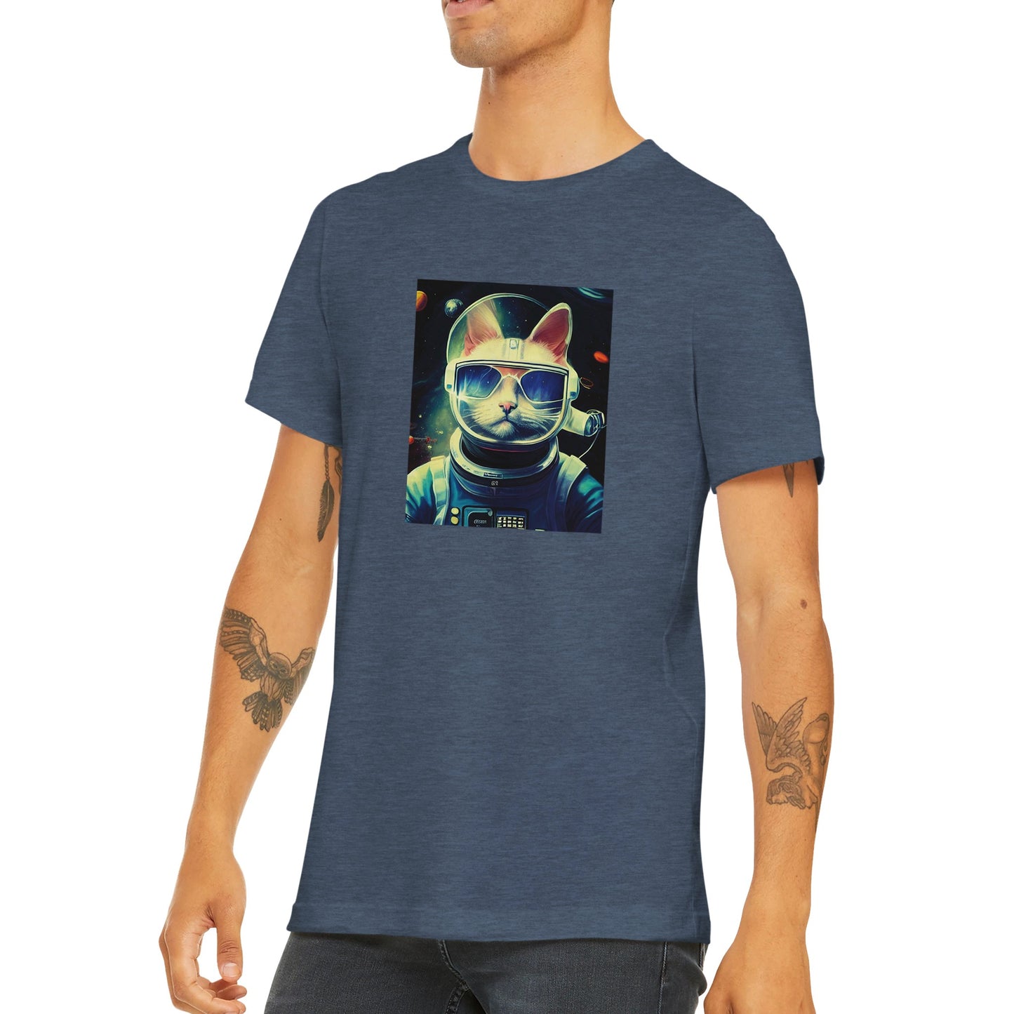 Budget Unisex Crewneck T-shirt/Cat-Astronaut