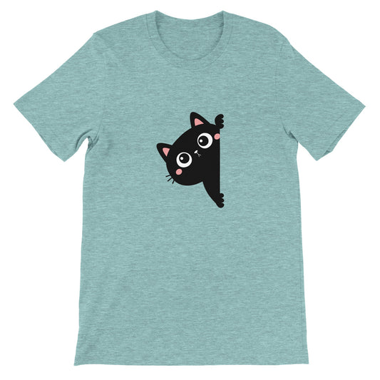 Budget Unisex Crewneck T-shirt/Black-Cat-Hiding