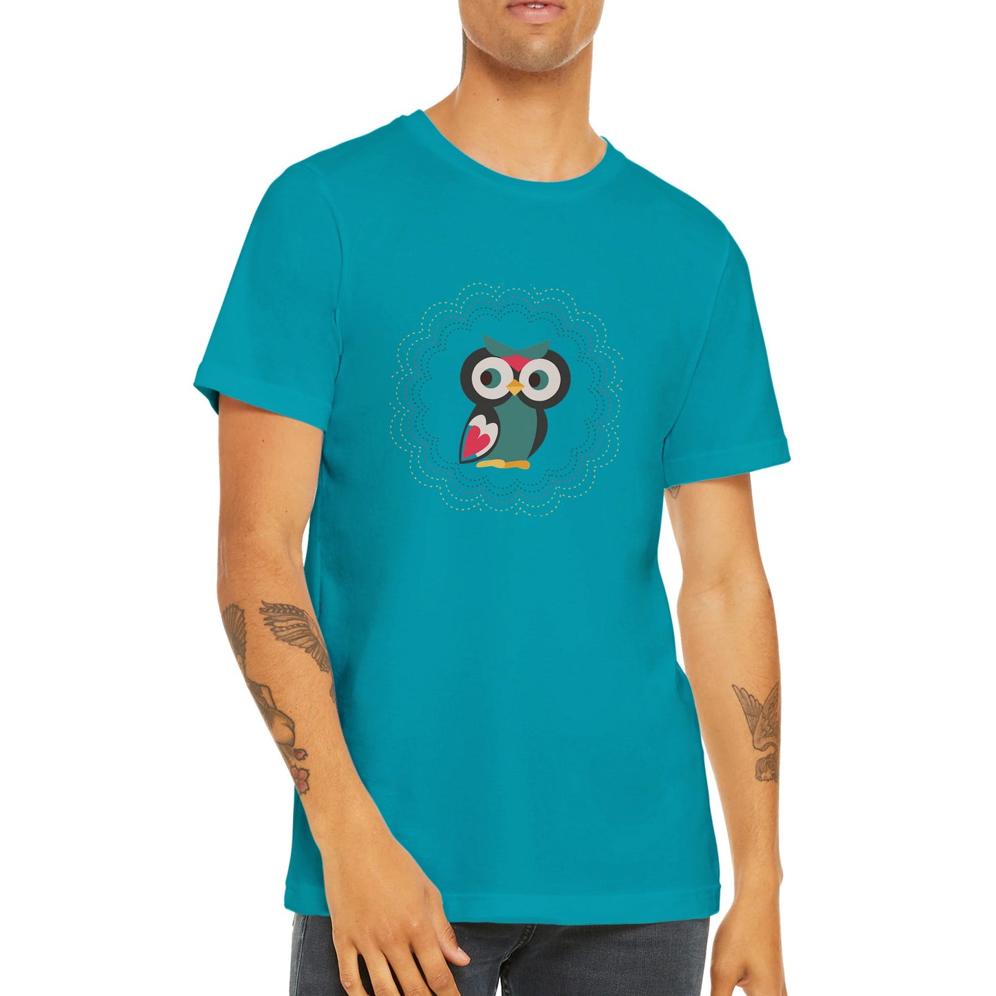 Budget Unisex Crewneck T-shirt/Cute-Colorful-Owl