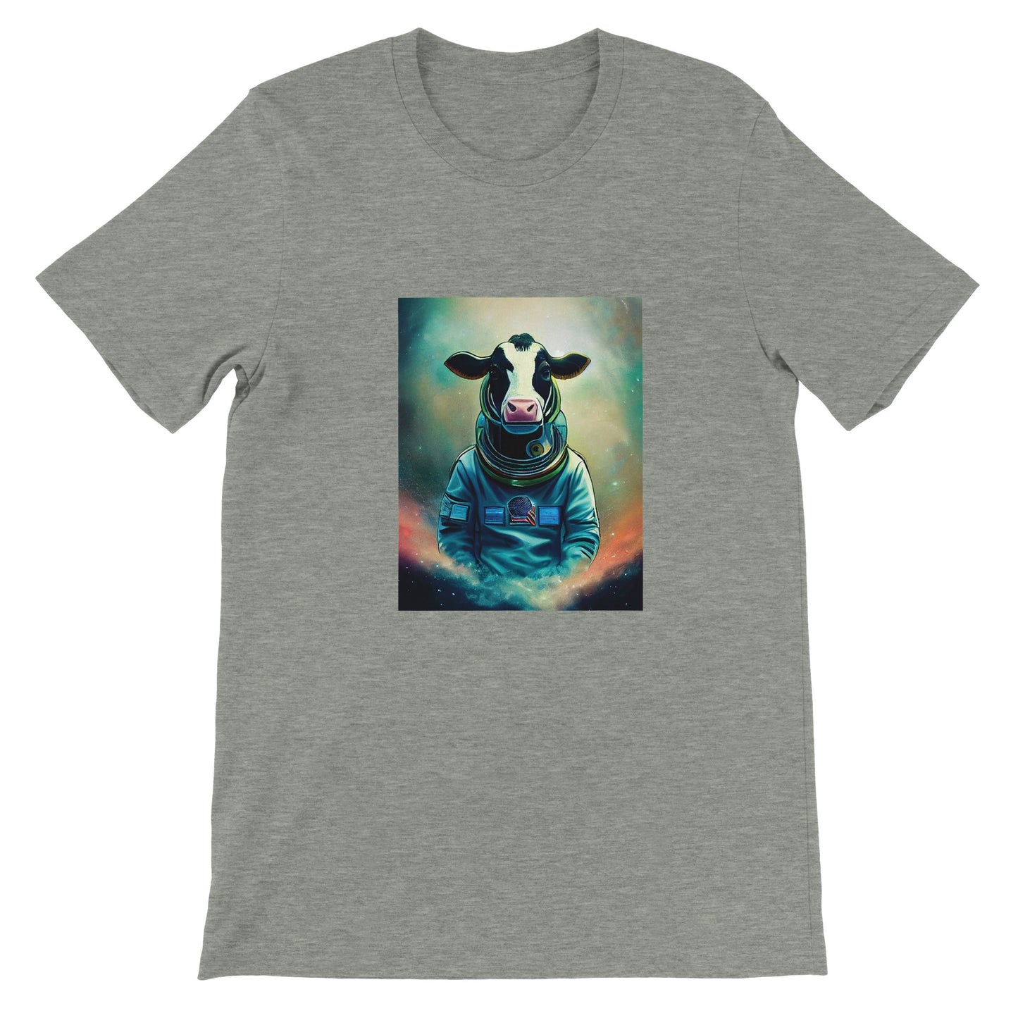 Budget Unisex Crewneck T-shirt/Cow-Astronaut