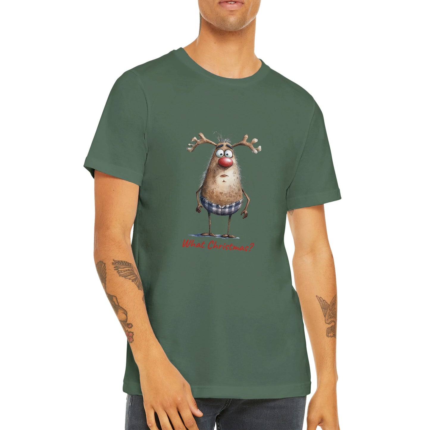 Budget Unisex Crewneck T-shirt/Deer-What-Christmas