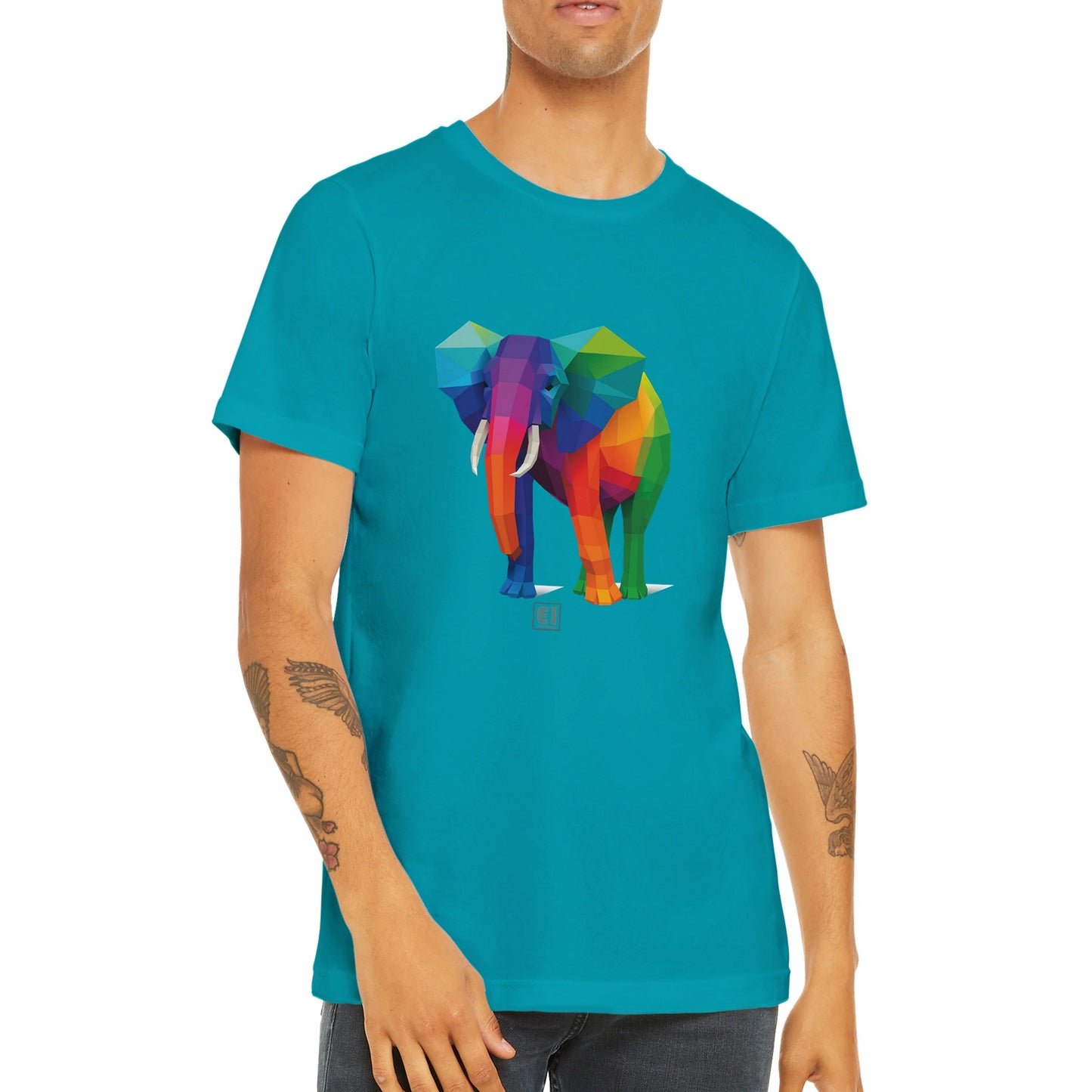 Budget Unisex Crewneck T-shirt/Elephant-Colorful