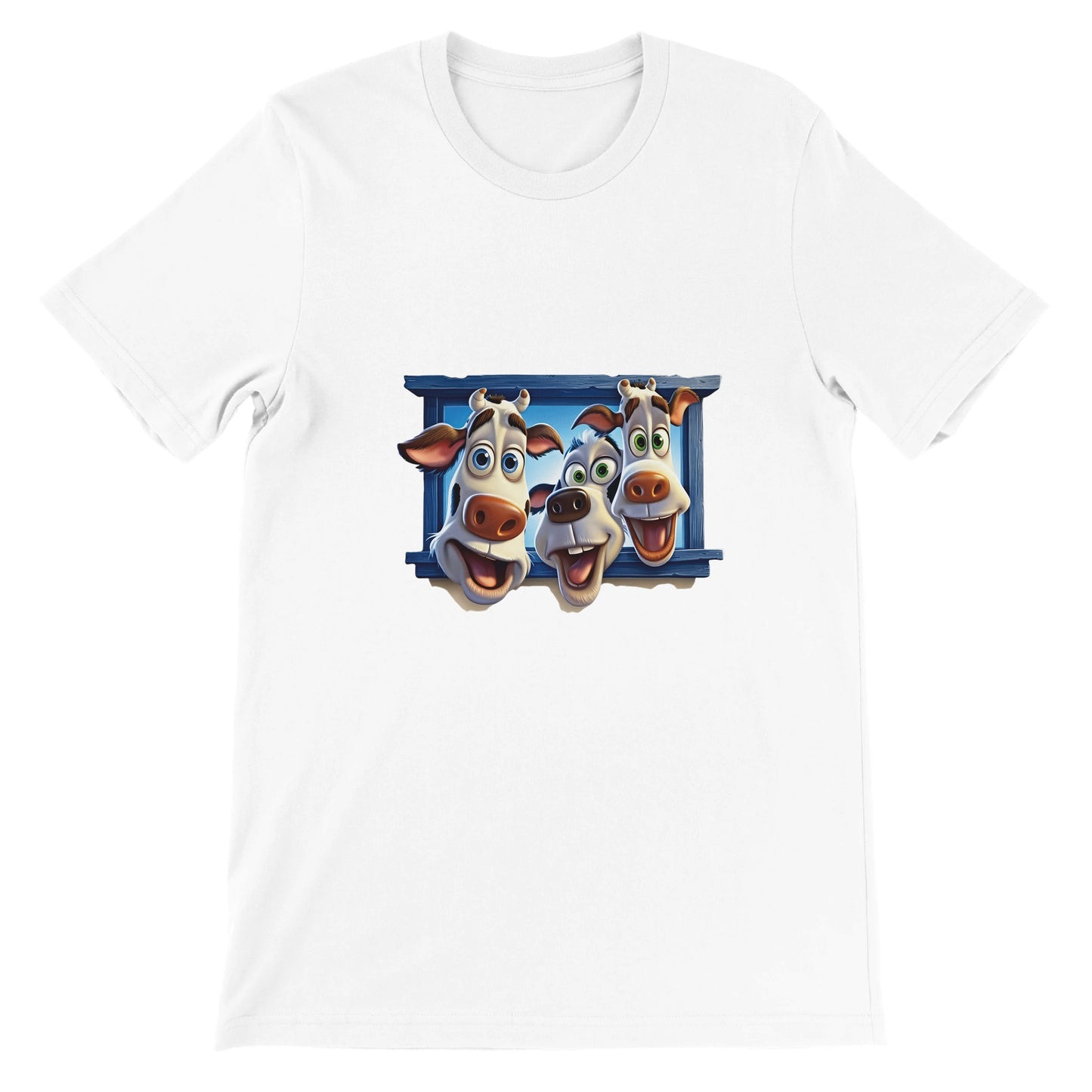 Budget Unisex Crewneck T-shirt/Funny-Cows-Faces