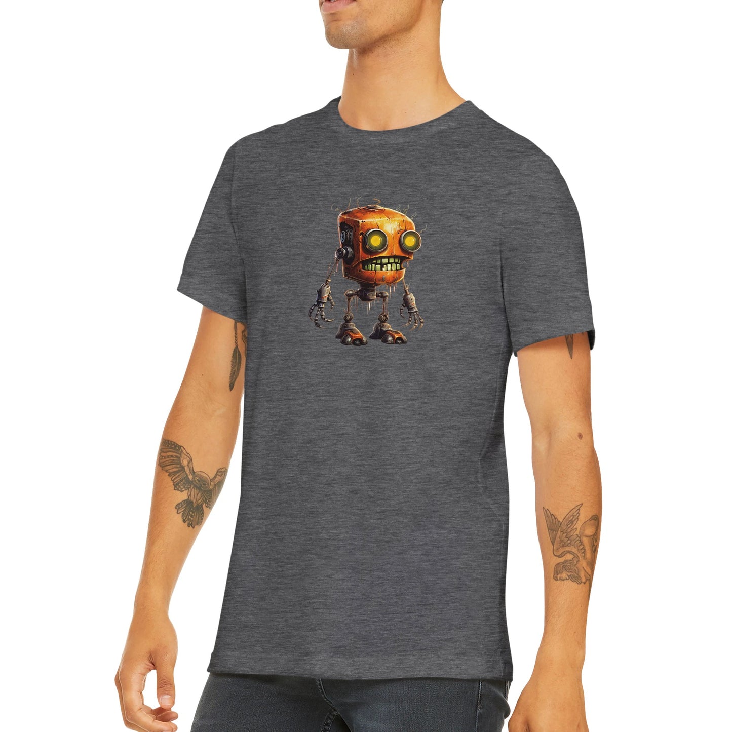 Budget Unisex Crewneck T-shirt/Creepy-Robot-Halloween