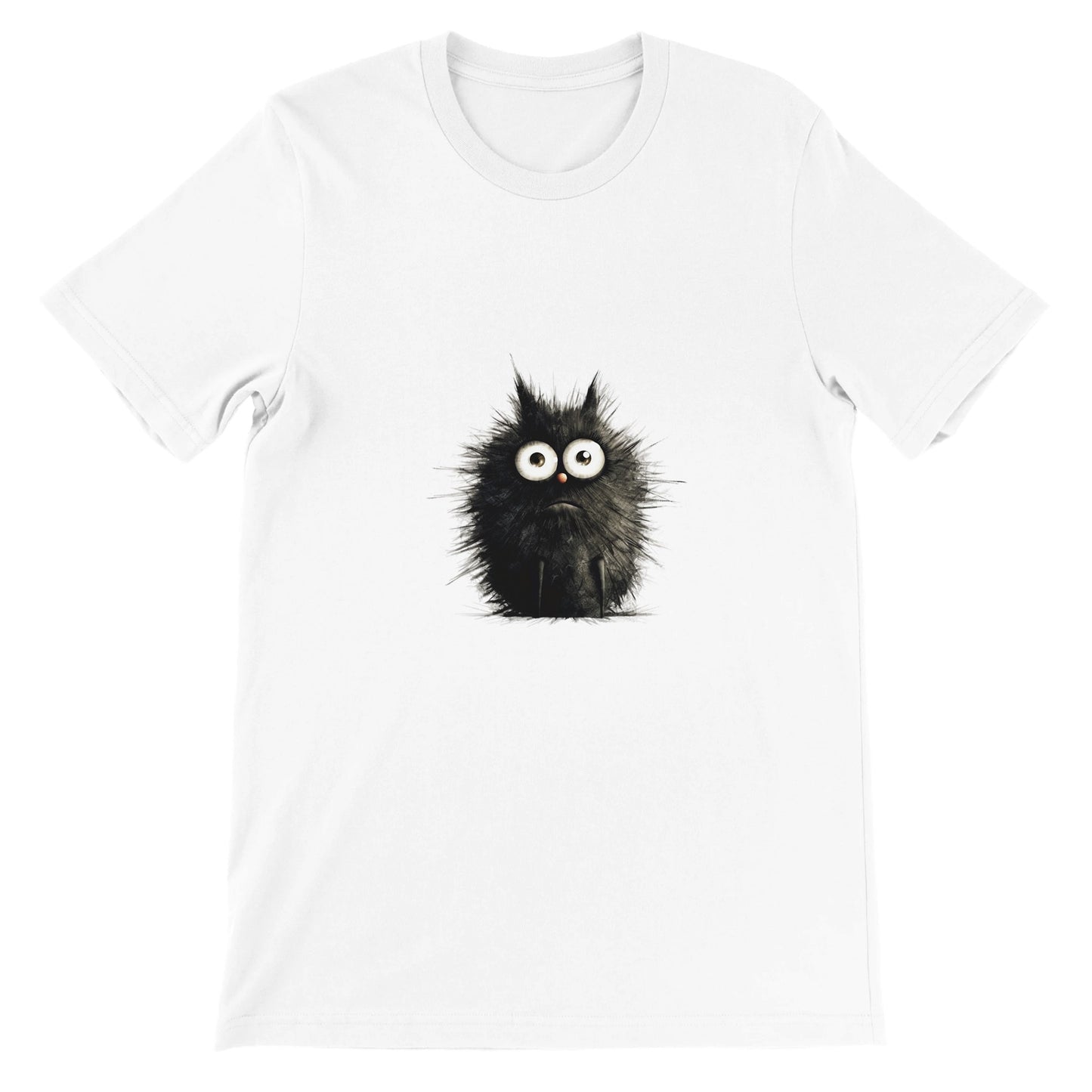 Budget Unisex Crewneck T-shirt/Funny-Hairy-Black-Cat