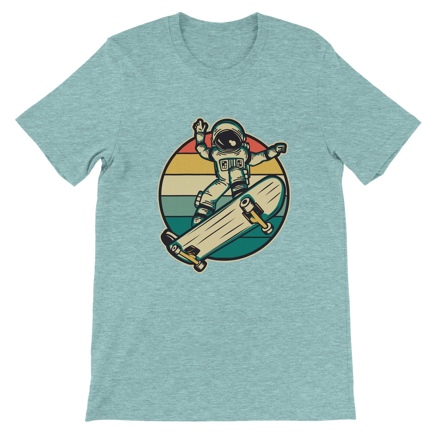 Budget Unisex Crewneck T-shirt/Astronaut-Skateboard-retro