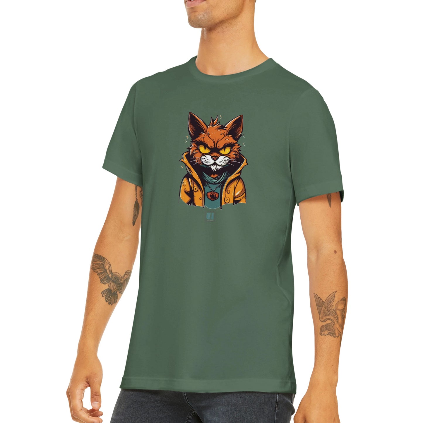 Budget Unisex Crewneck T-Shirt/Katze-Gangster-Mobster