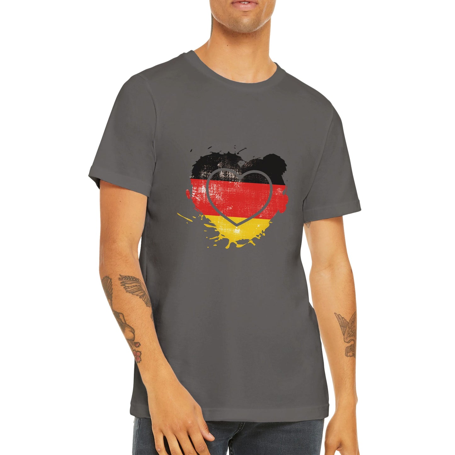 Budget Unisex Crewneck T-Shirt/Herz-Vintage-Flagge-Deutschland