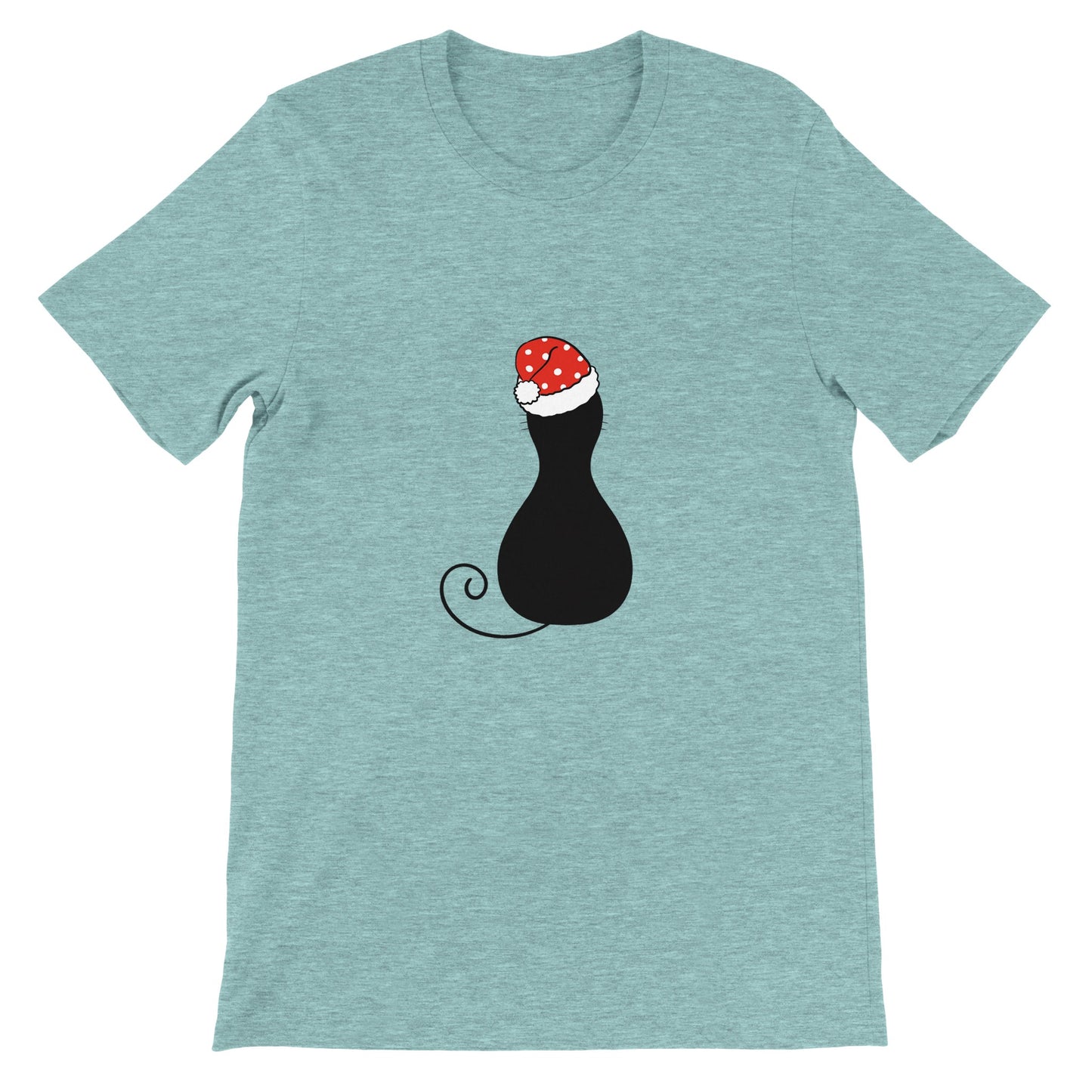 Budget Unisex Crewneck T-shirt/Black-Cat-Christmas