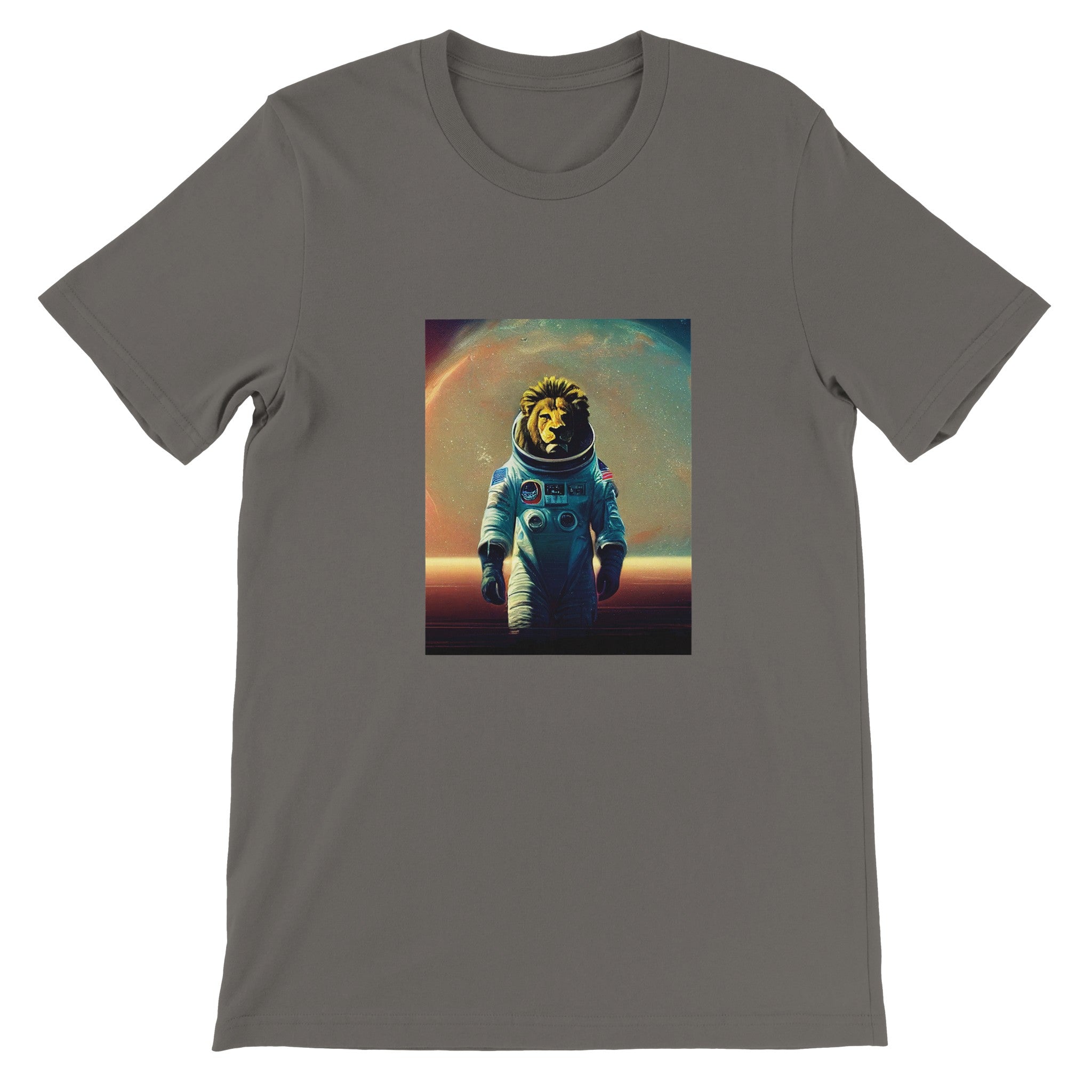 Budget Unisex Crewneck T-shirt/Lion-Astronaut - Enet Images