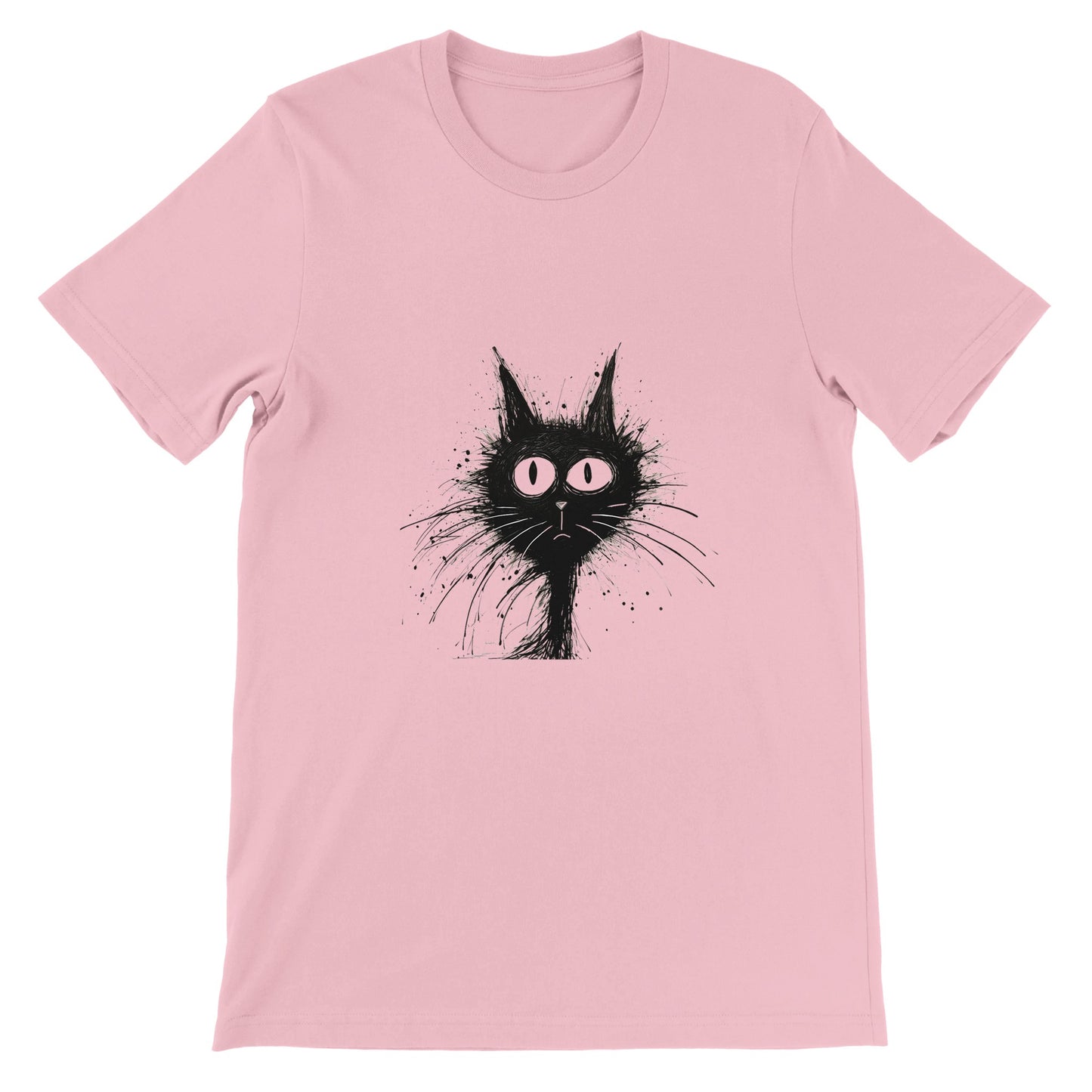 Budget Unisex Crewneck T-shirt/Funny-Hairy-Black-Cat-Face