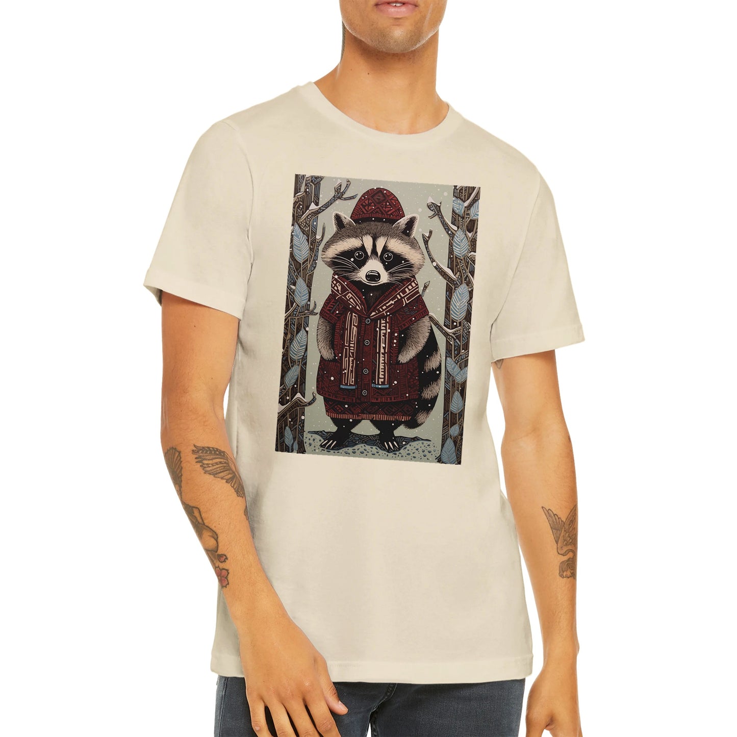 Budget Unisex Crewneck T-shirt/Racoon-Winter