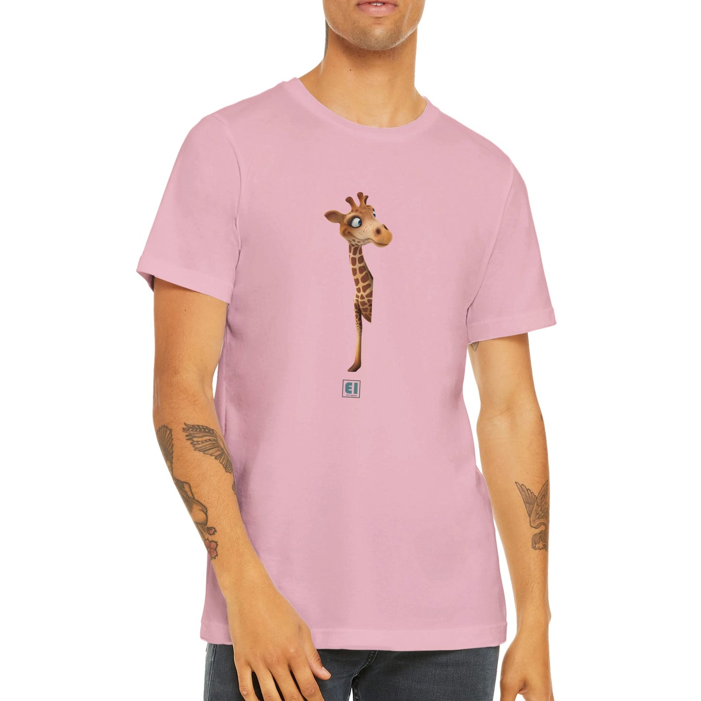 Budget Unisex Crewneck T-shirt/Giraffe-Hiding