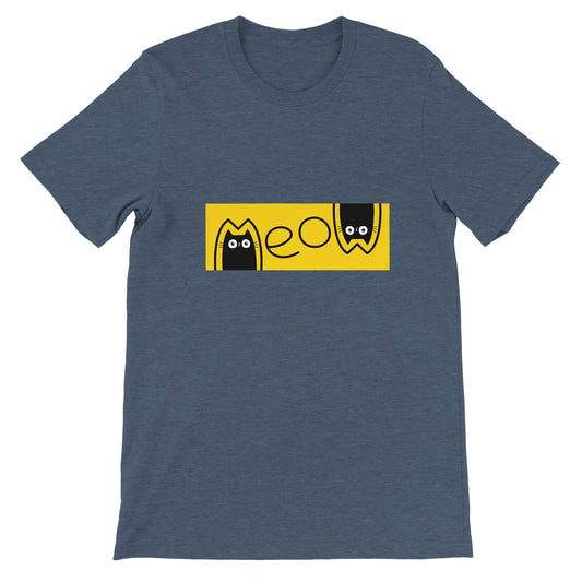 Günstiges Unisex-T-Shirt mit Rundhalsausschnitt/Katzen-Meaw