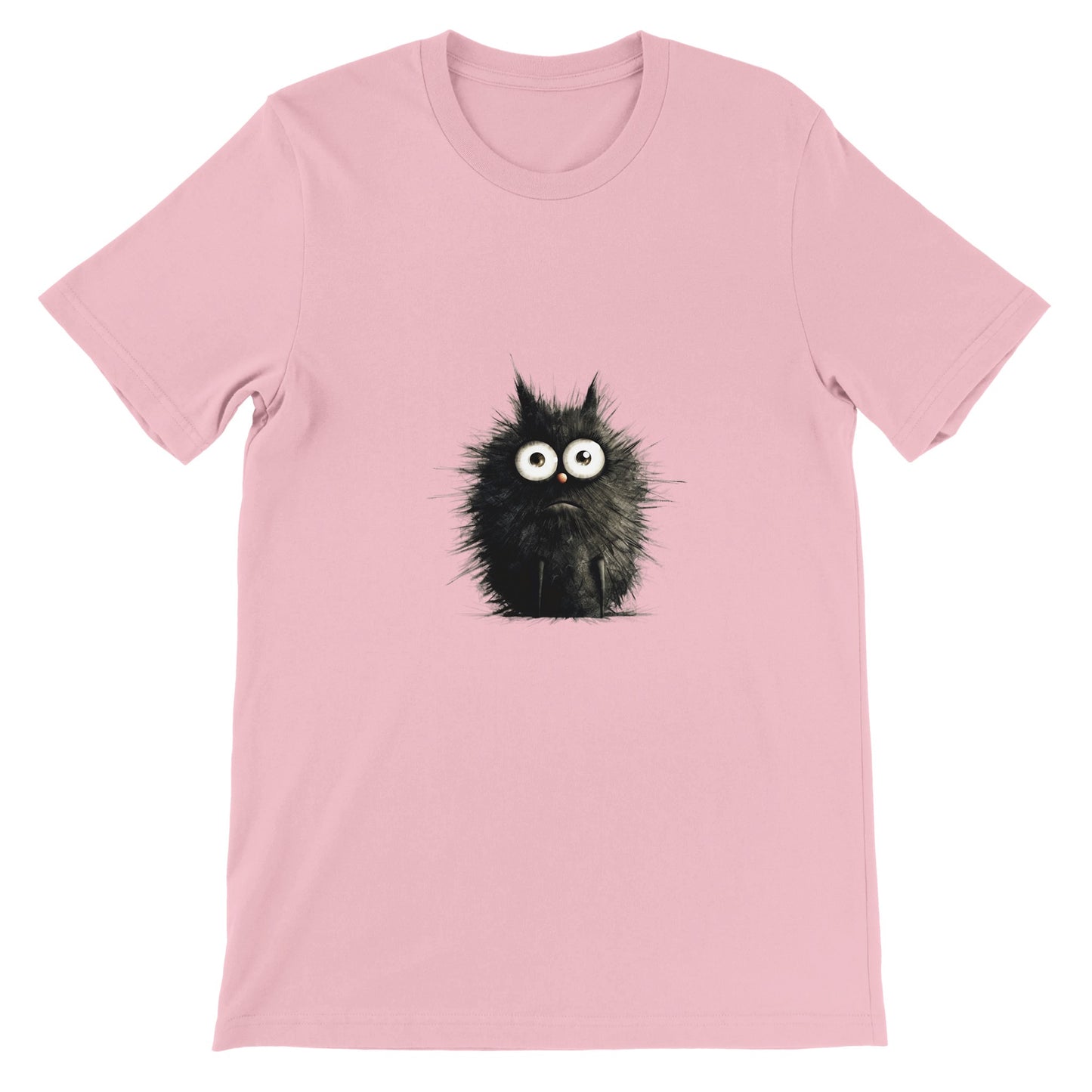 Budget Unisex Crewneck T-shirt/Funny-Hairy-Black-Cat