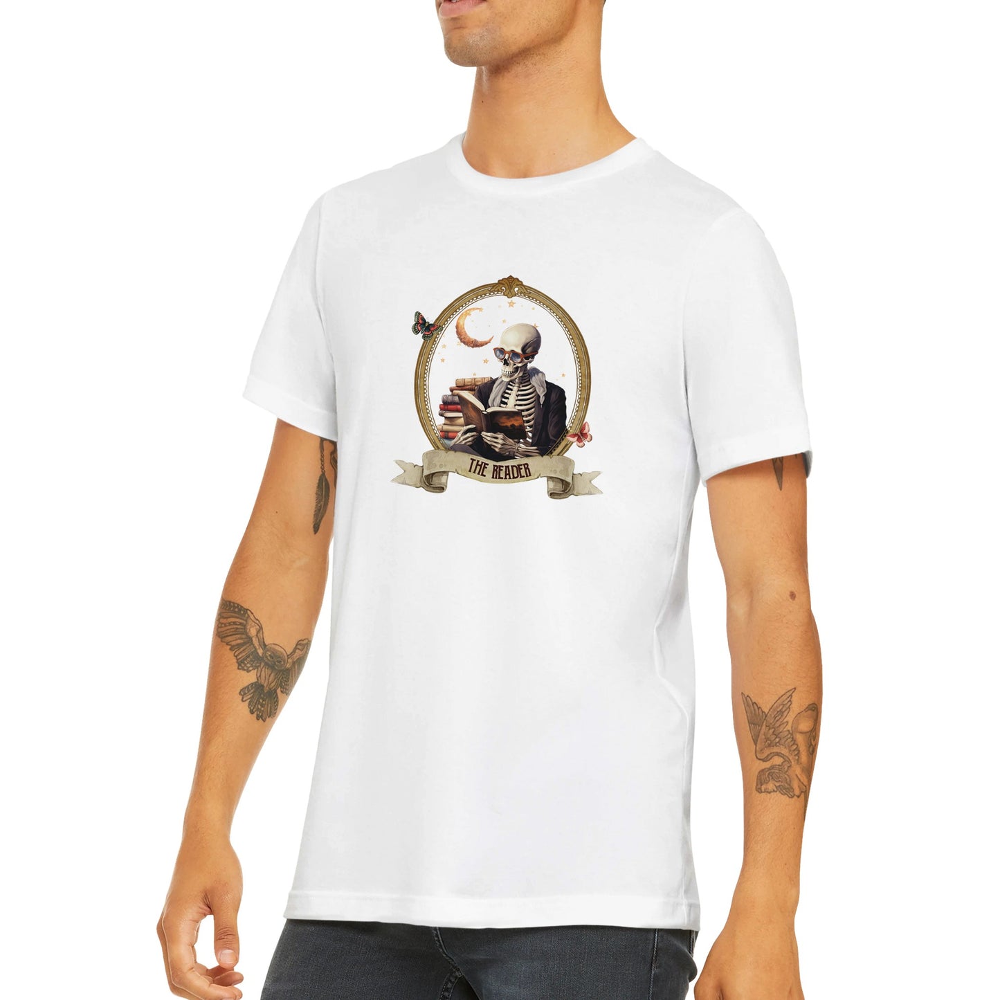 Budget Unisex Crewneck T-shirt/Skeleton-Reader