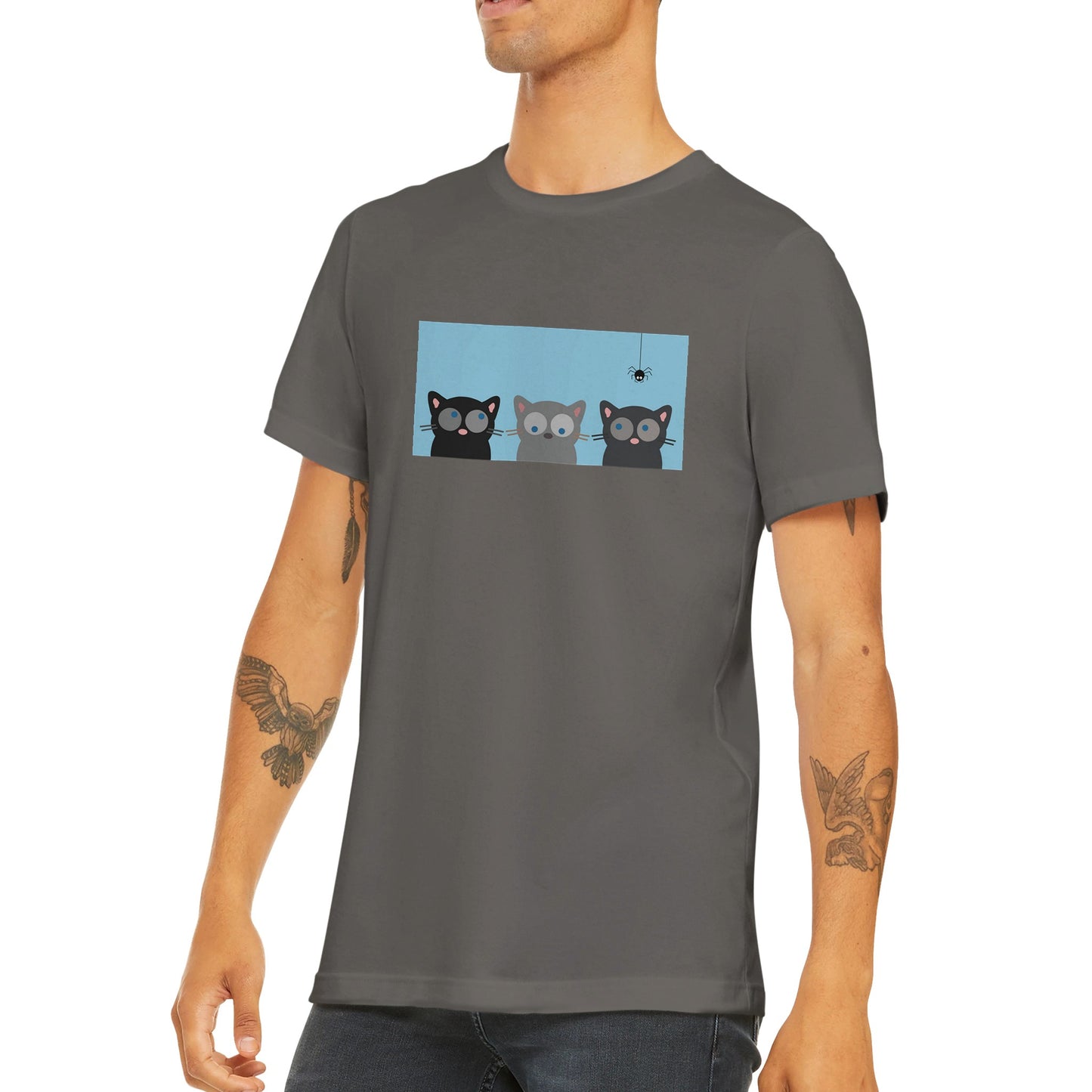 Budget Unisex Crewneck T-shirt/Three-Cats-Spider