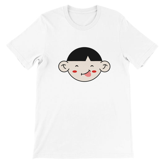 Günstiges Unisex-T-Shirt mit Rundhalsausschnitt/Lustiges Gesicht und rote Küken