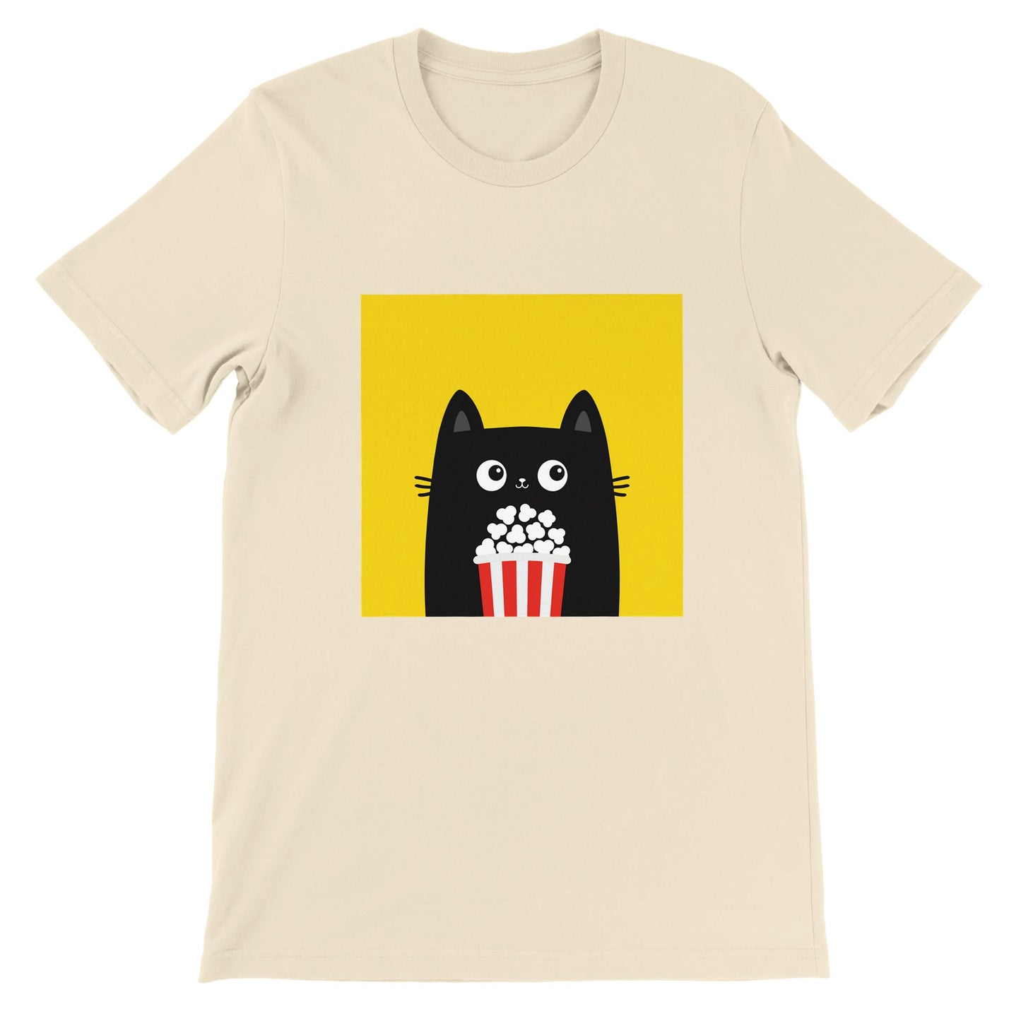 Günstiges Unisex-T-Shirt mit Rundhalsausschnitt/Katzen-Popcorn
