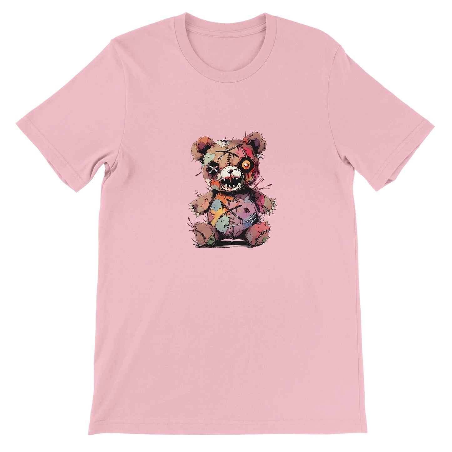 Budget Unisex Crewneck T-shirt/Creepy-Teddy-Bear-Halloween