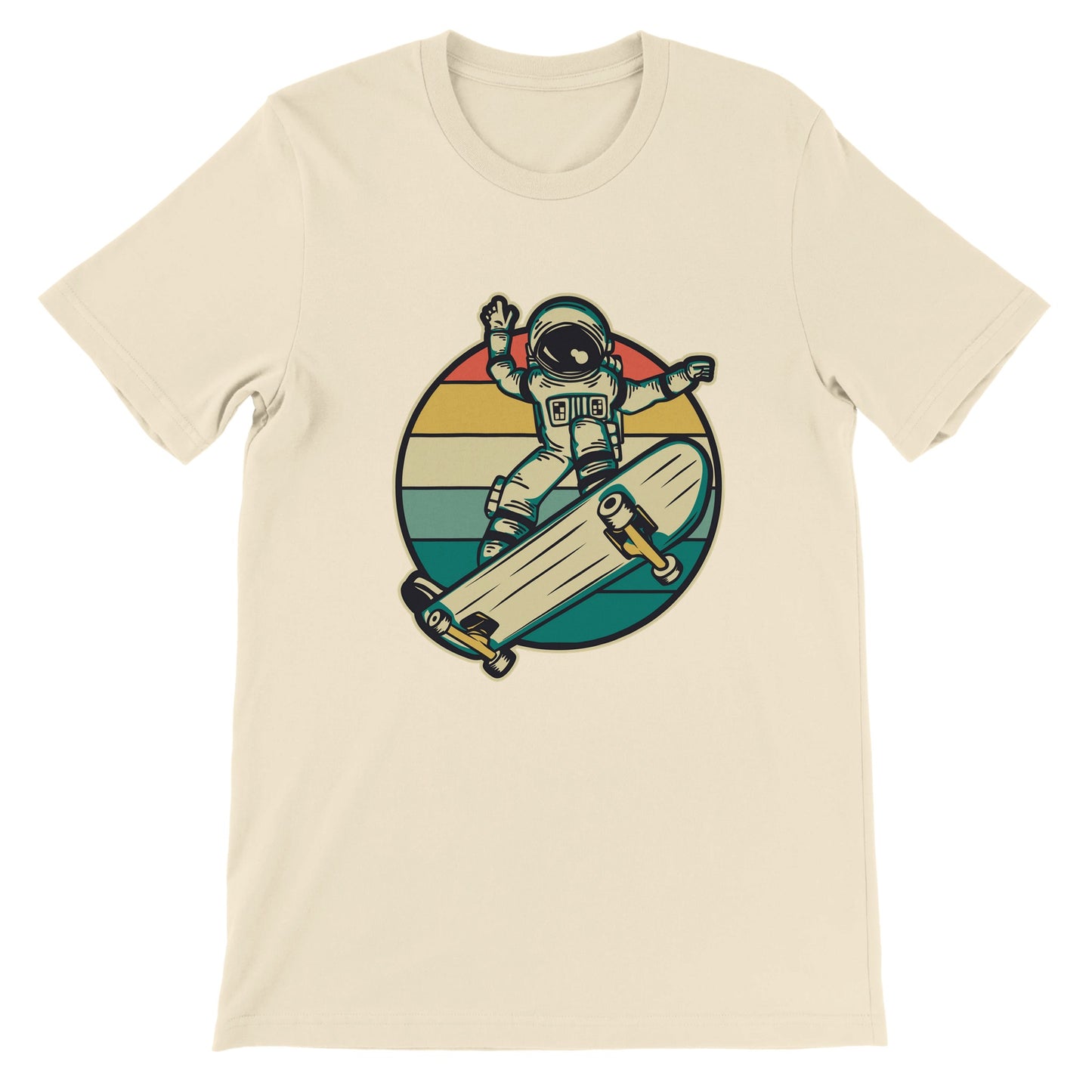 Budget Unisex Crewneck T-shirt/Astronaut-Skateboard-retro