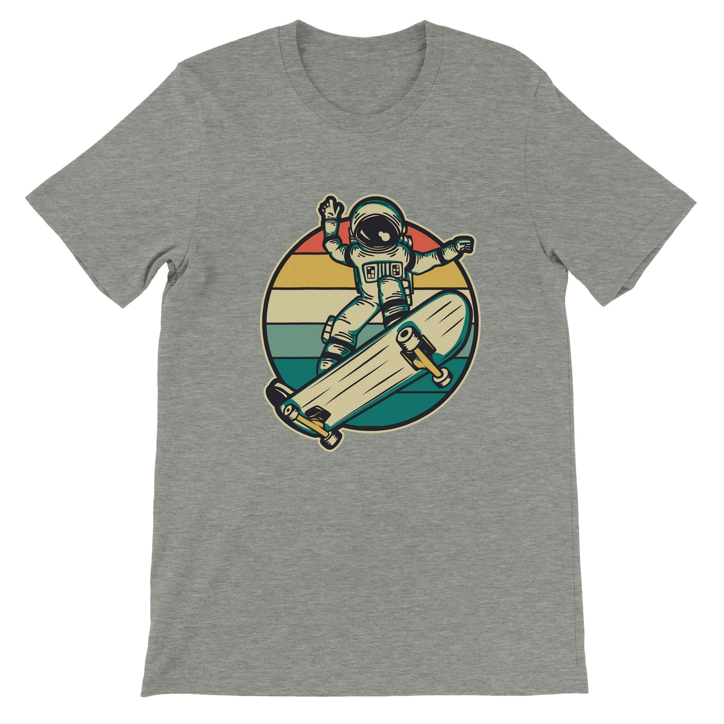 Budget Unisex Crewneck T-shirt/Astronaut-Skateboard-retro