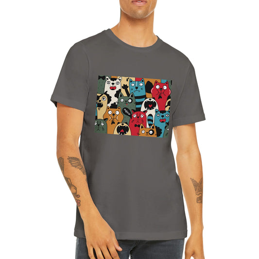 Günstiges Unisex-T-Shirt mit Rundhalsausschnitt/Lustige Katzenmenge
