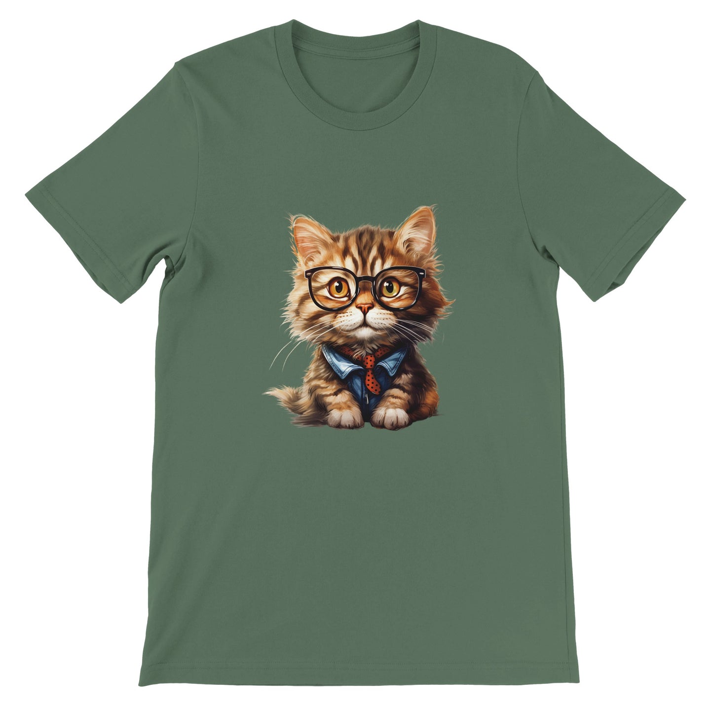 Budget Unisex Crewneck T-shirt/Cat-Glasses