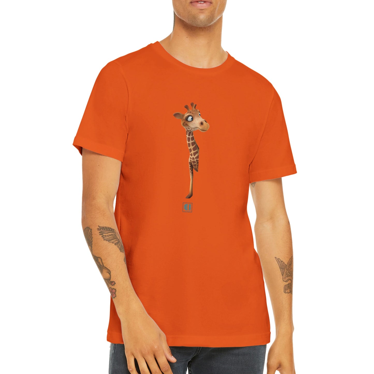 Budget Unisex Crewneck T-shirt/Giraffe-Hiding