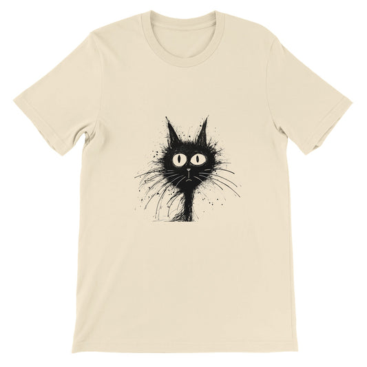 Budget Unisex Crewneck T-shirt/Funny-Hairy-Black-Cat-Face