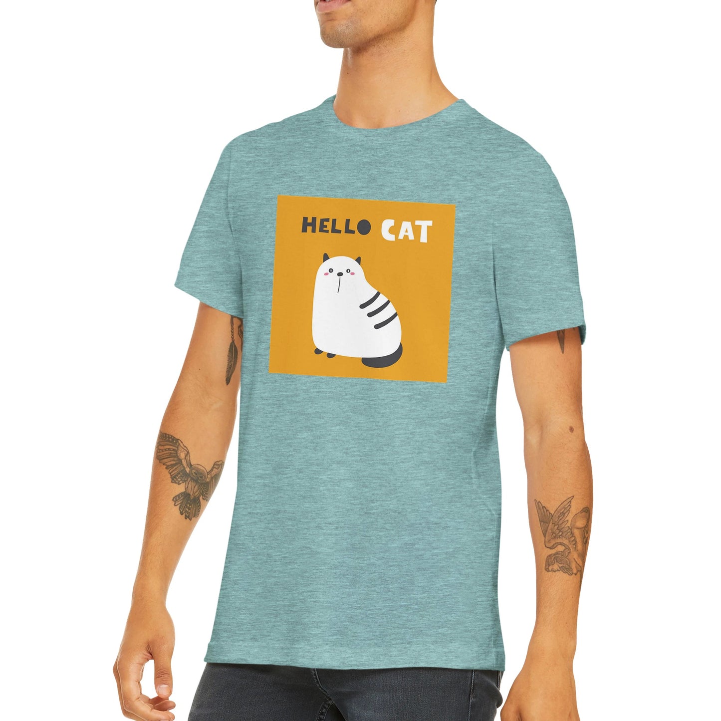 Budget Unisex Crewneck T-shirt/Hello-Cat