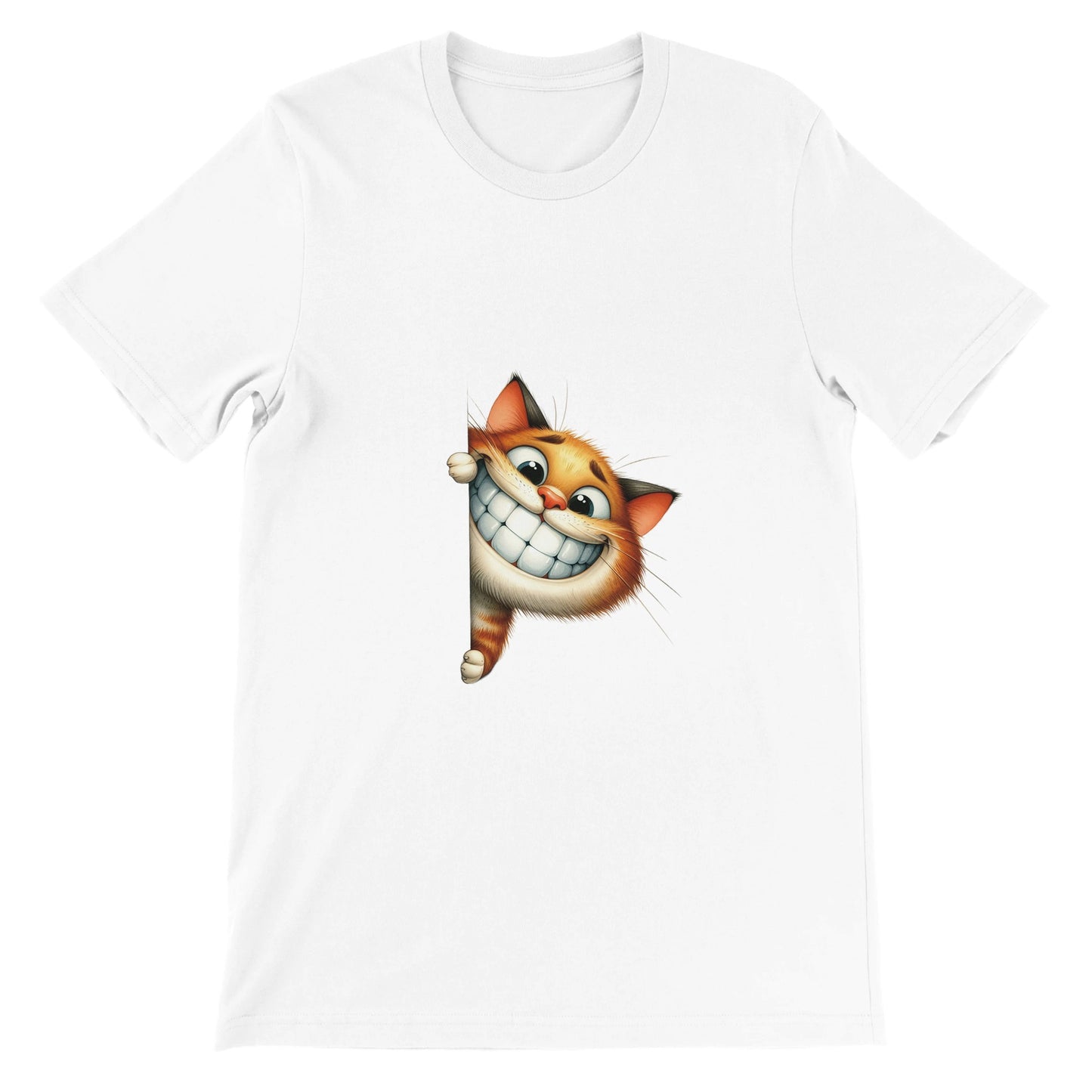 Budget Unisex Crewneck T-shirt/Funny-Cat-Peeking