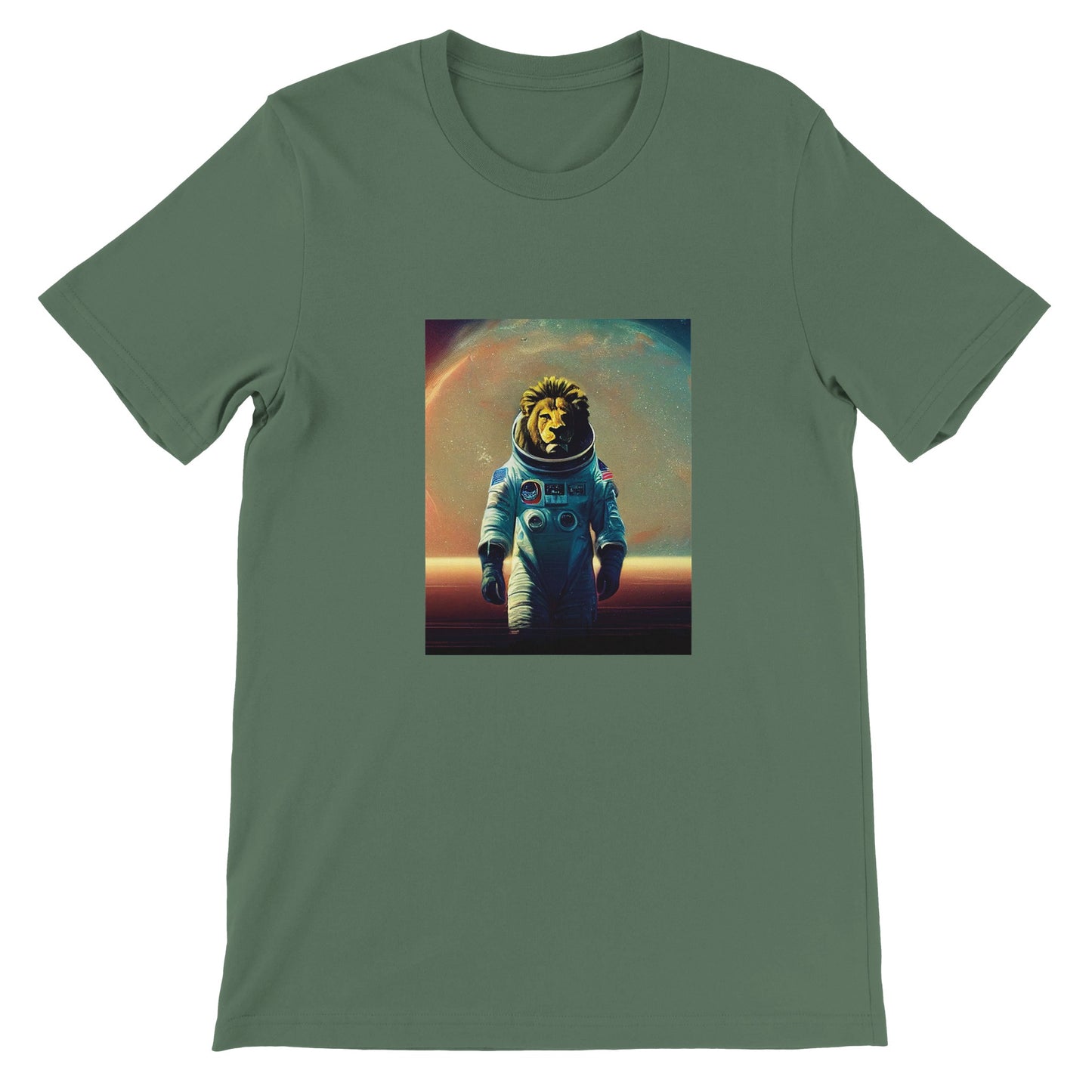 Budget Unisex Crewneck T-shirt/Lion-Astronaut